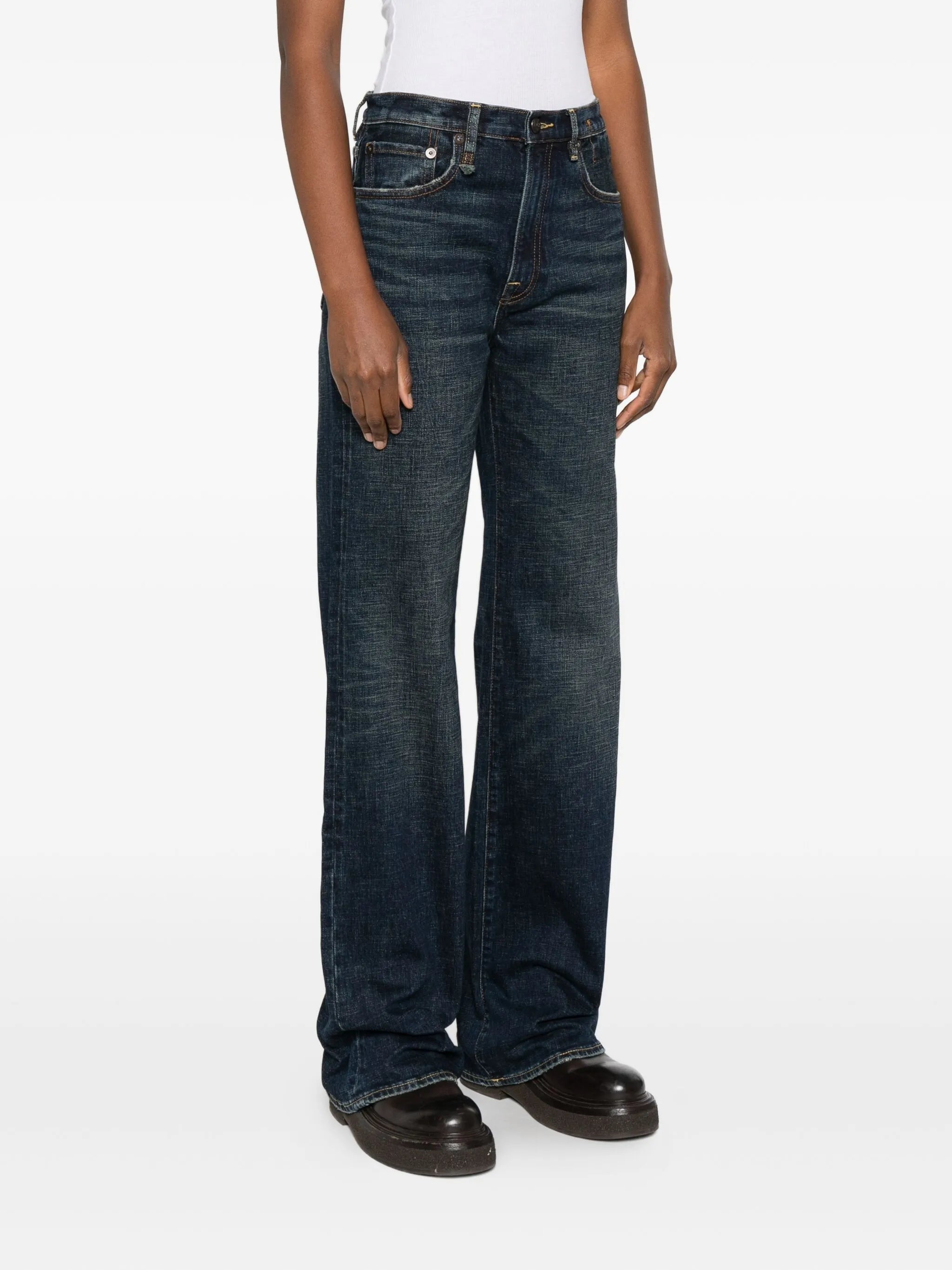 high-waisted jeans