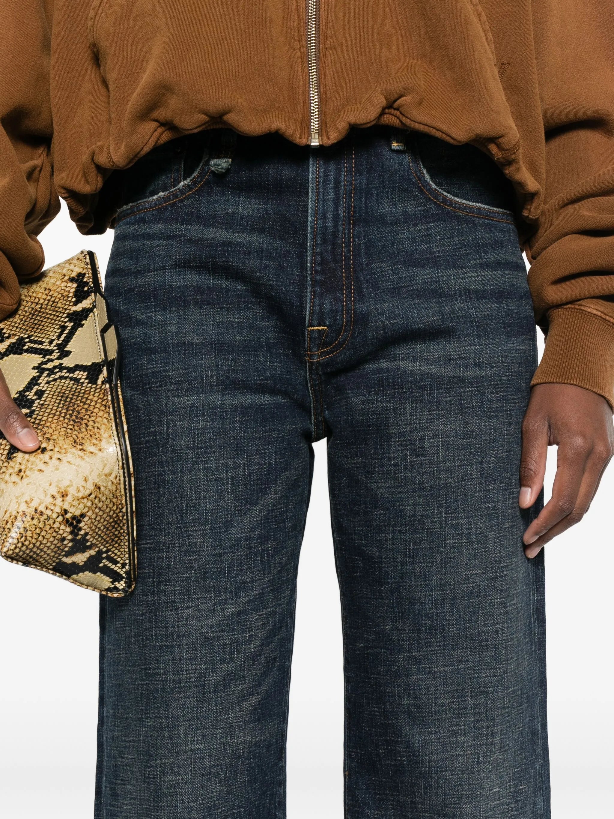 high-waisted jeans