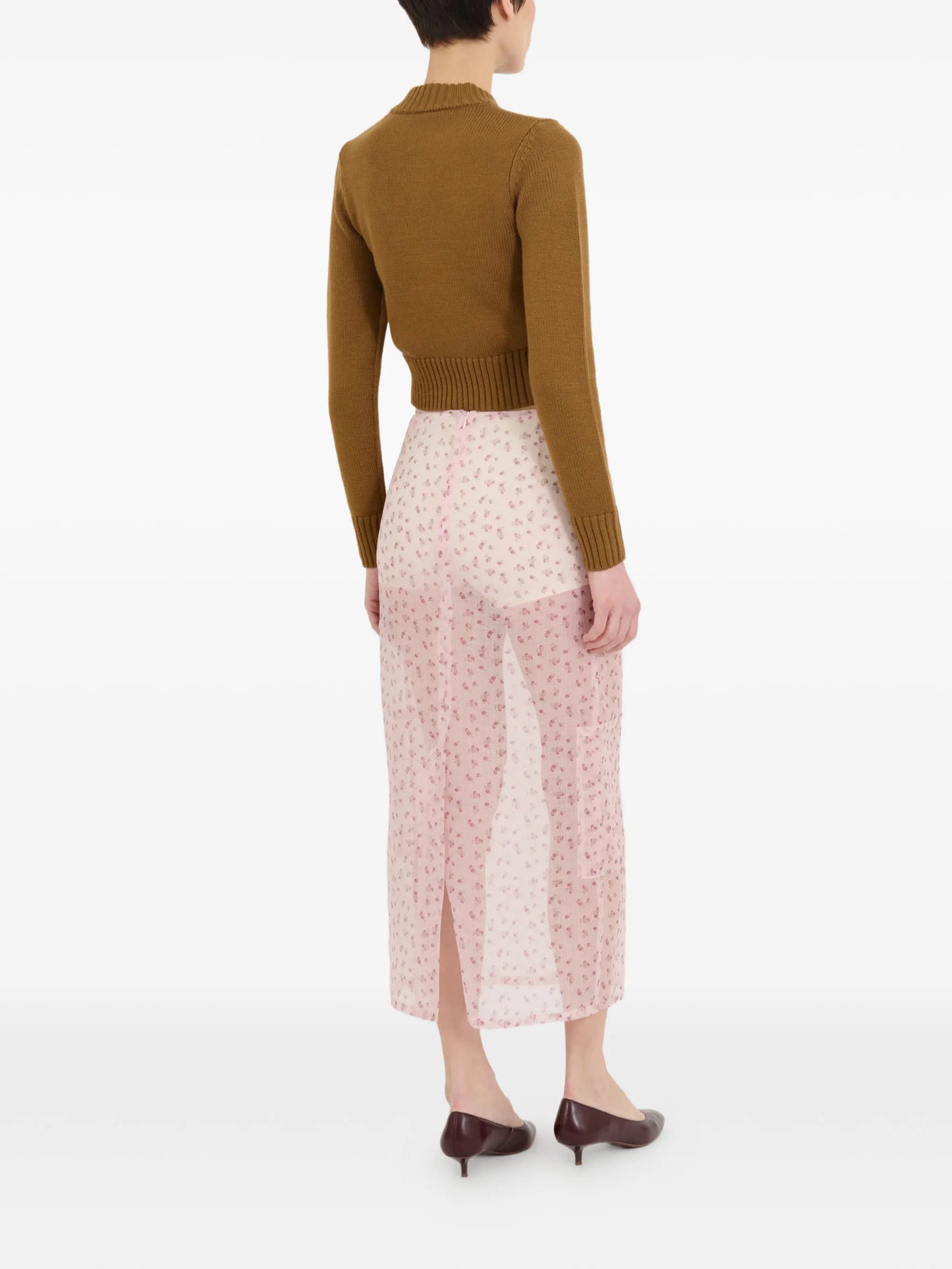 Valletta rose-print midi skirt