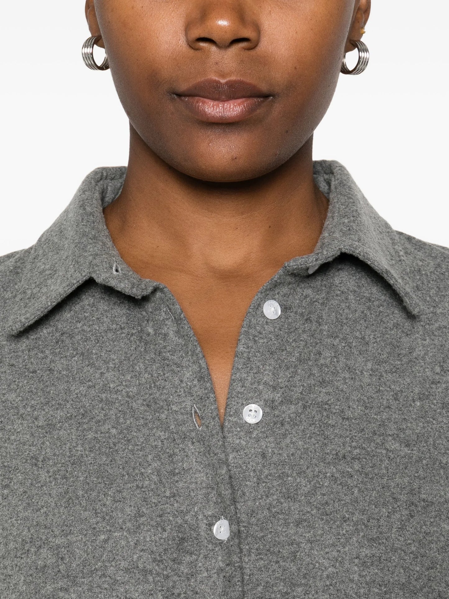 fine-knit button-up shirt