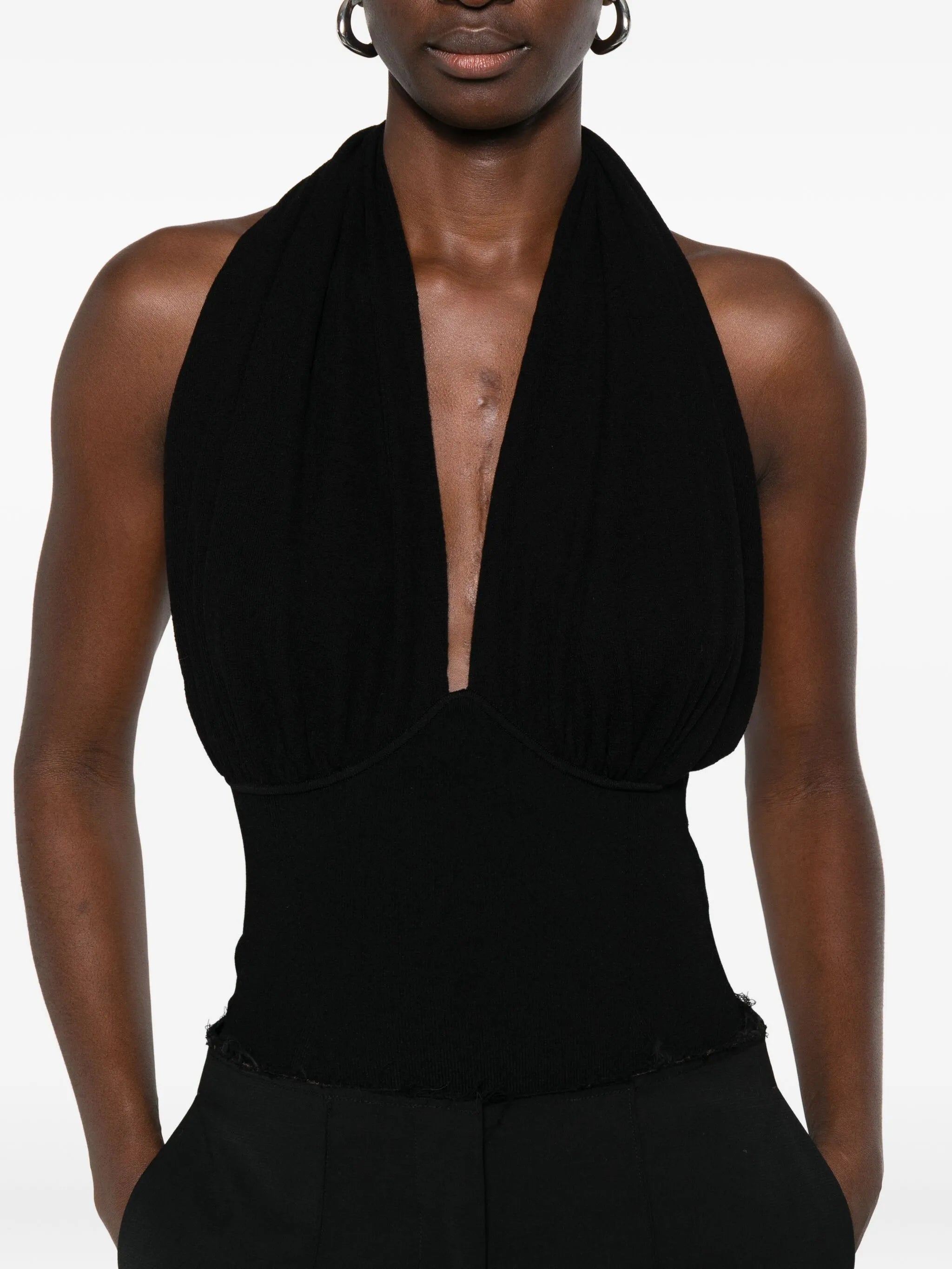 draped halterneck bodysuit