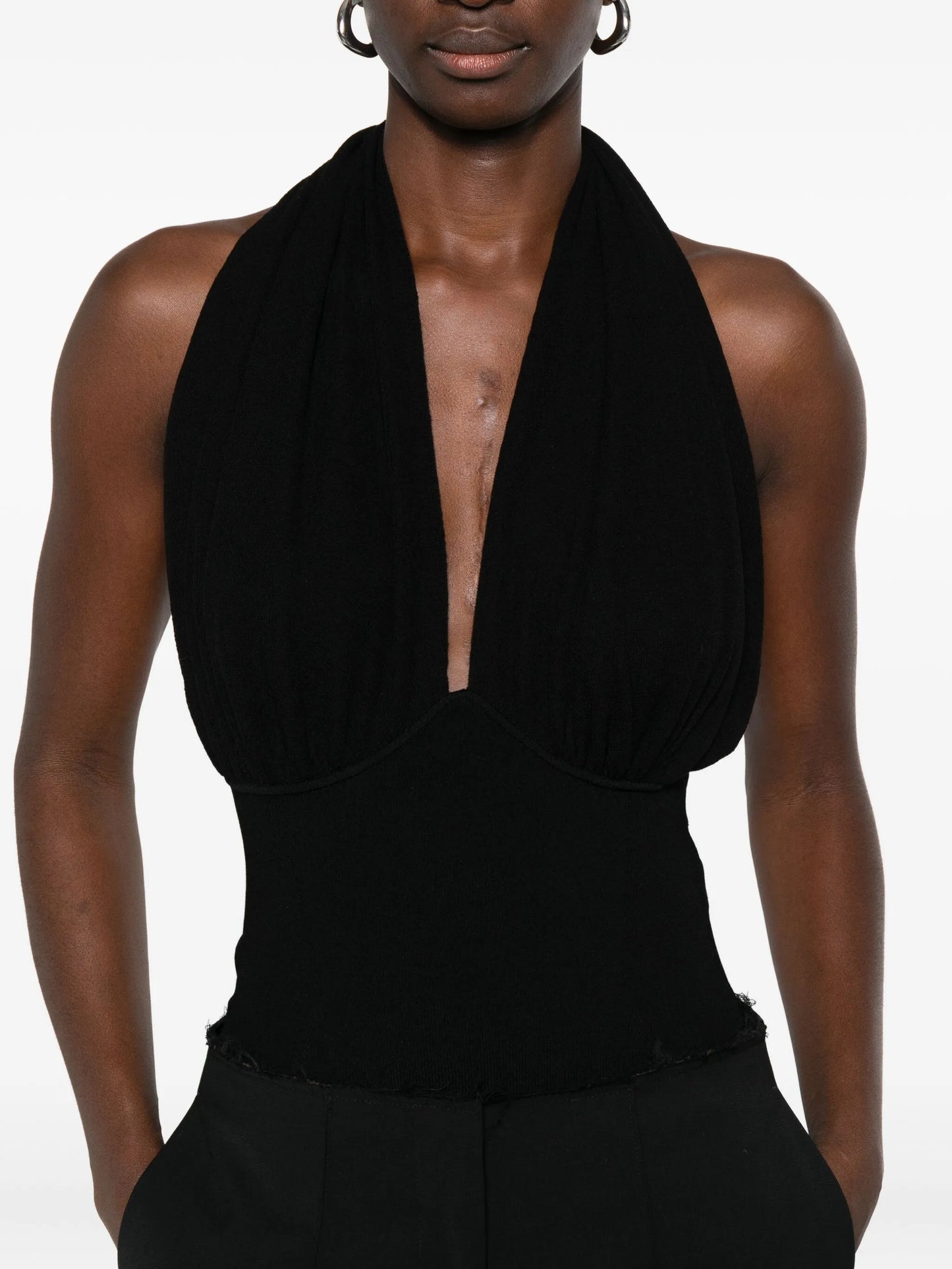 draped halterneck bodysuit