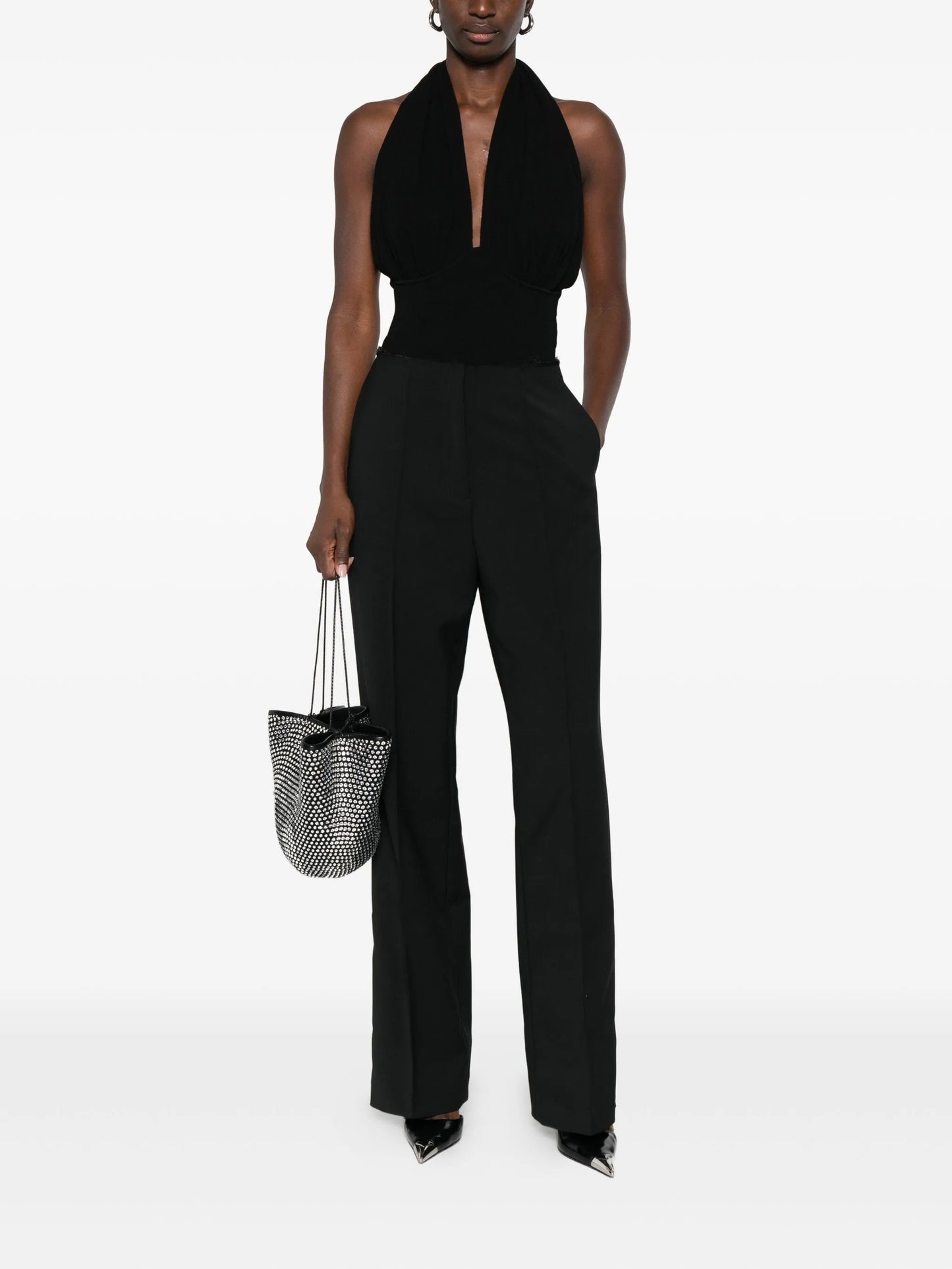 draped halterneck bodysuit