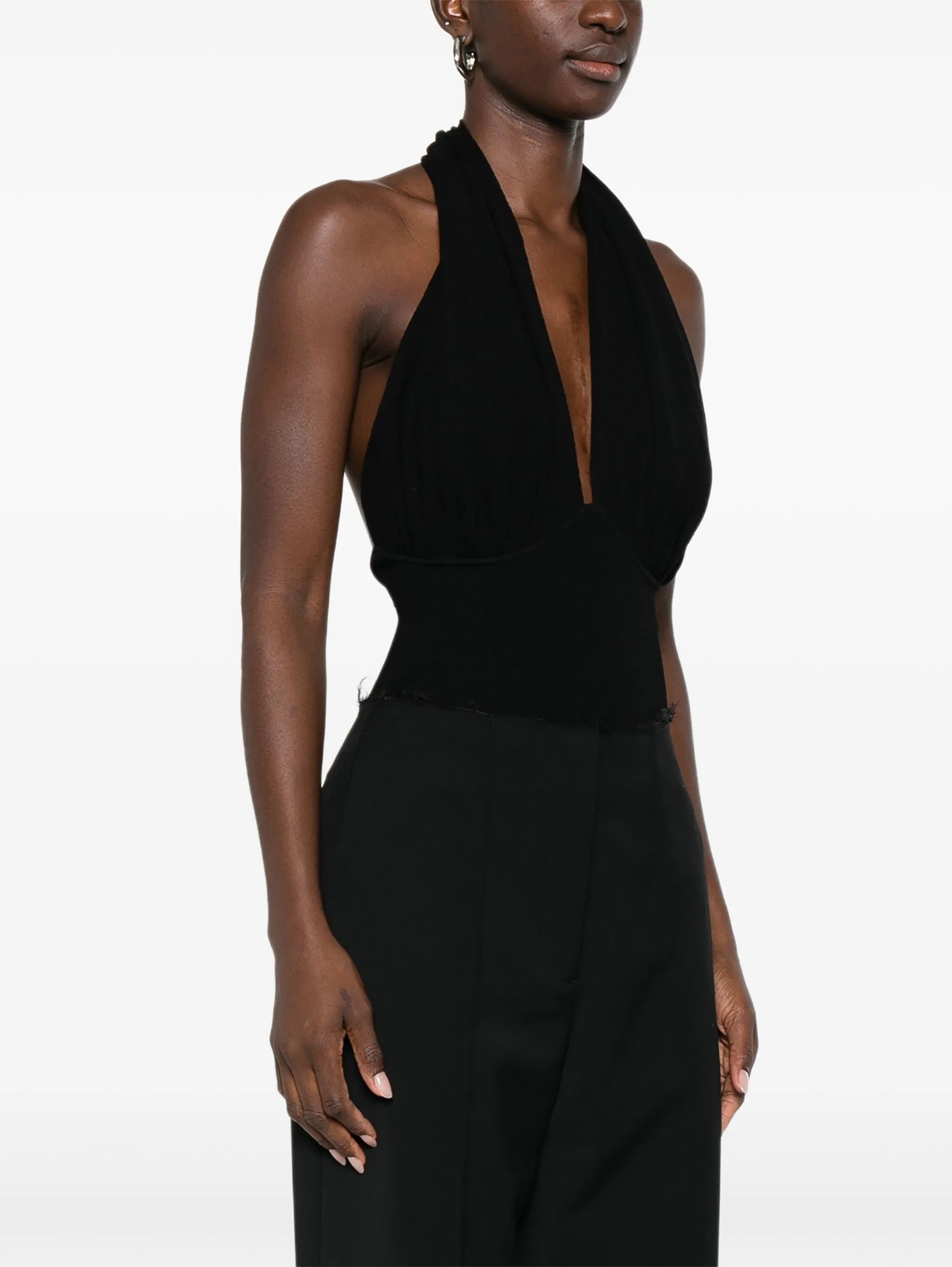 draped halterneck bodysuit