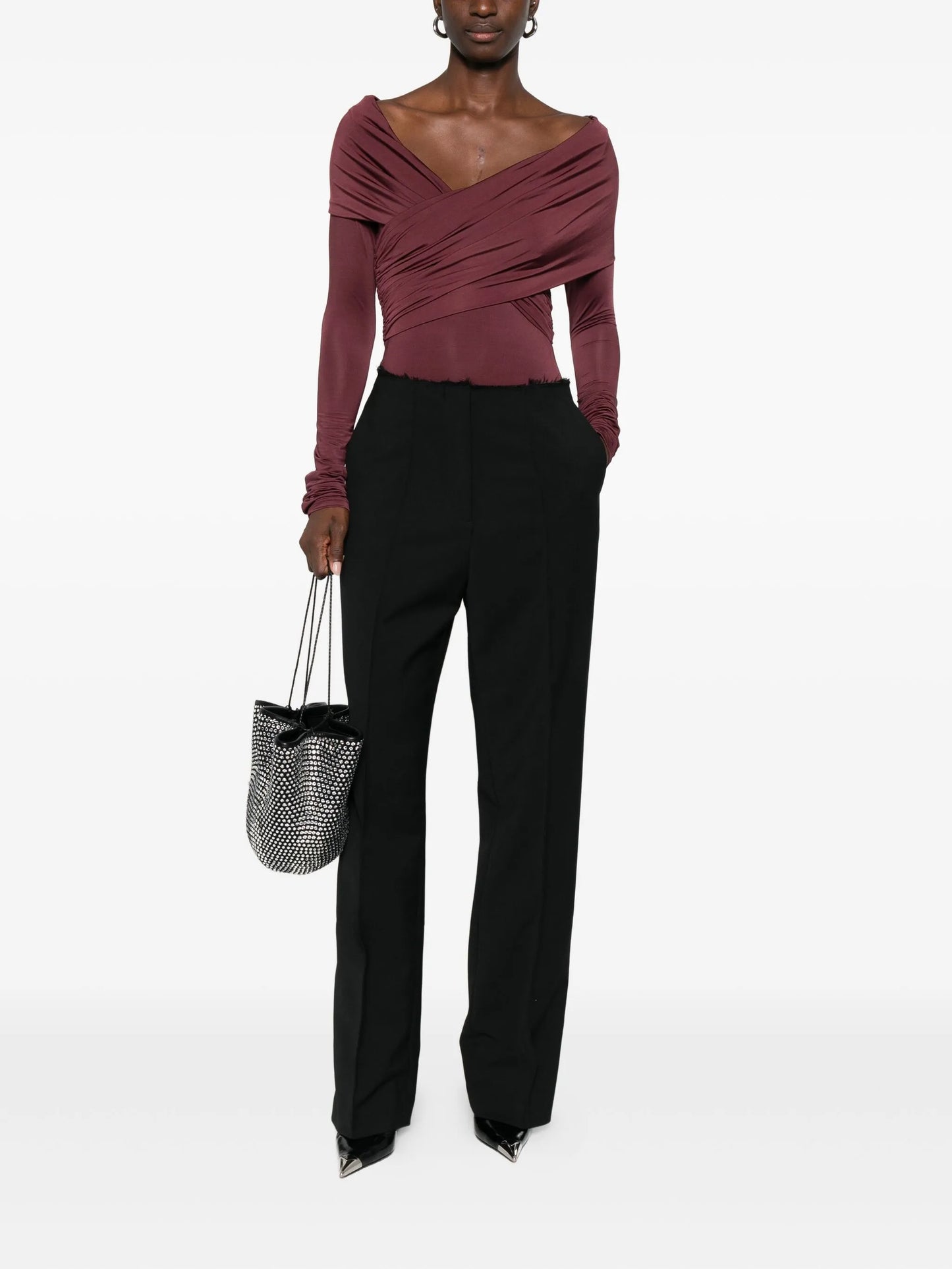 Otto draped long-sleeve bodysuit