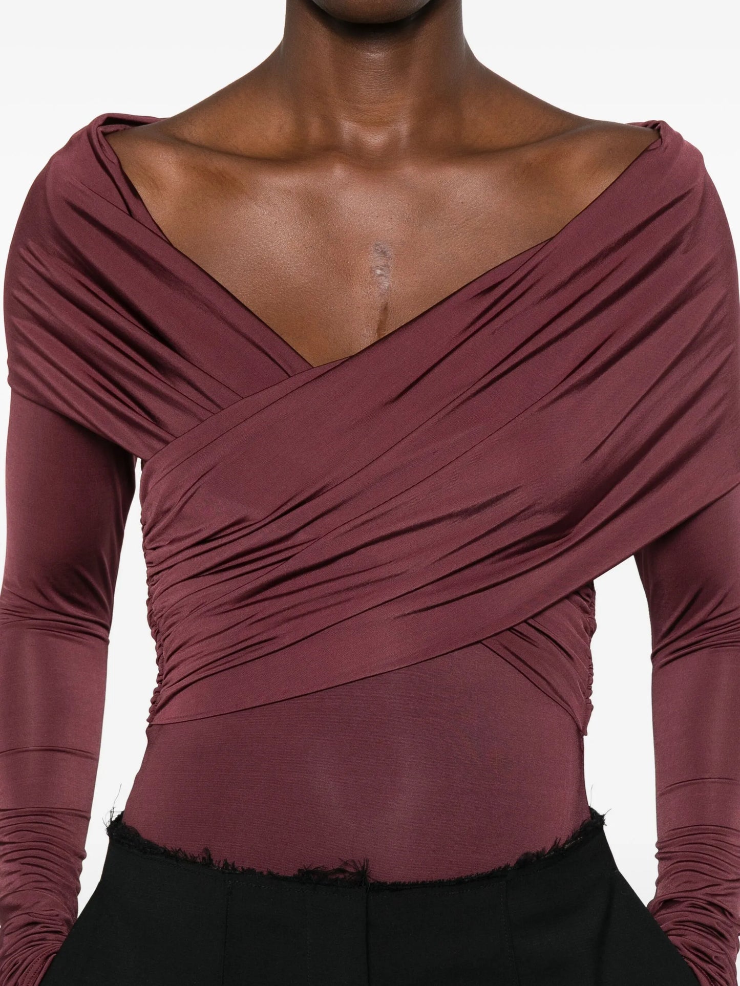 Otto draped long-sleeve bodysuit
