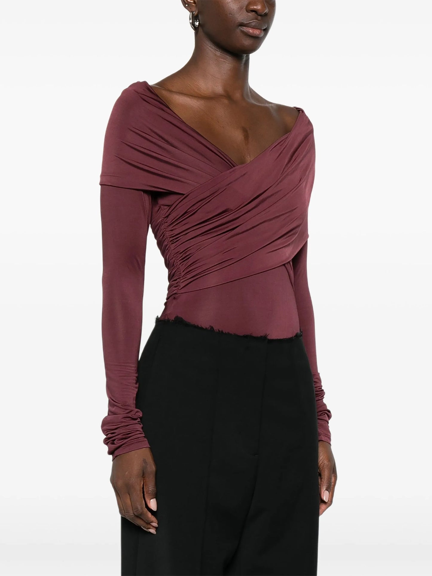 Otto draped long-sleeve bodysuit