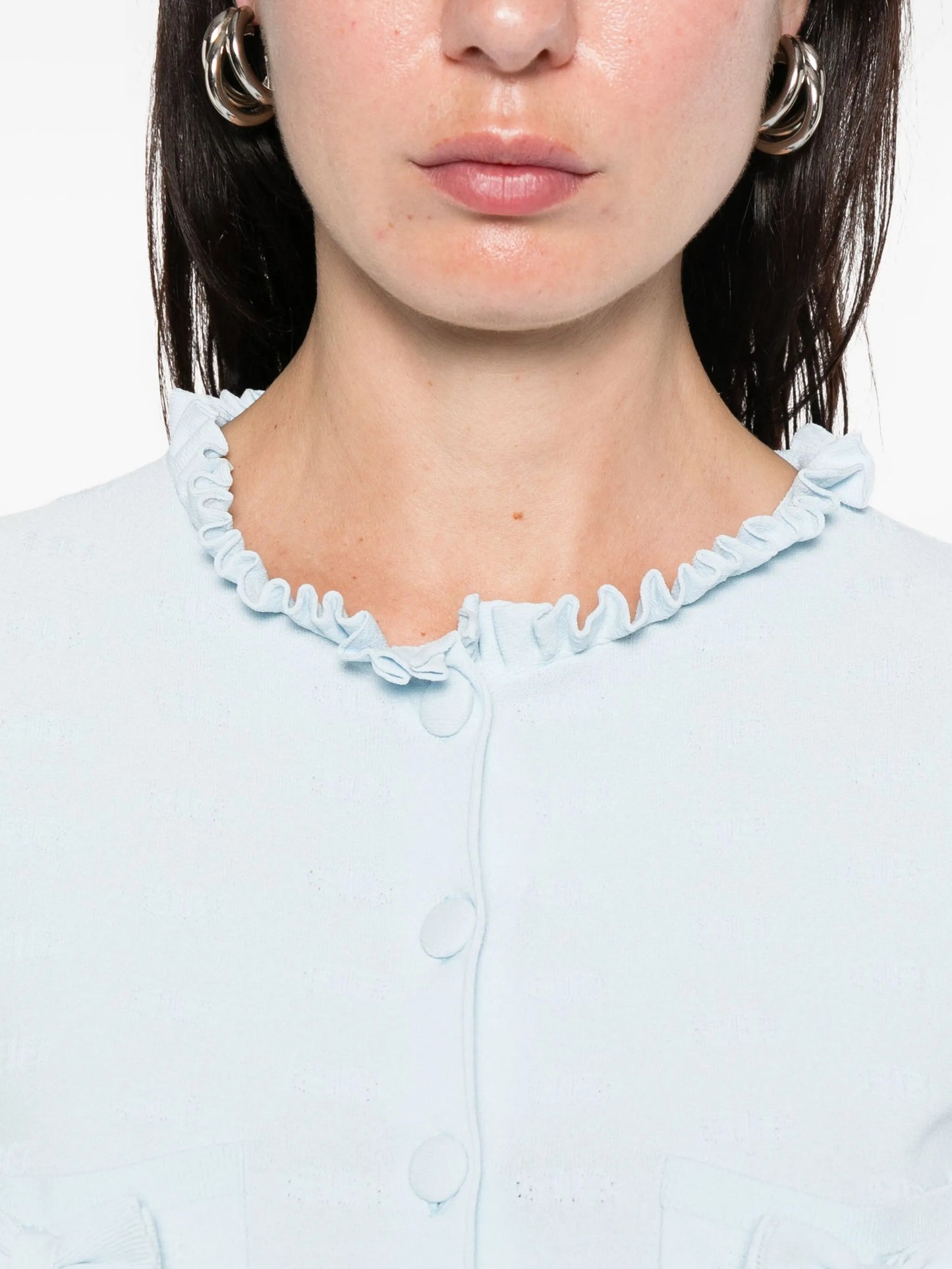 ruffle trim bow cardigan