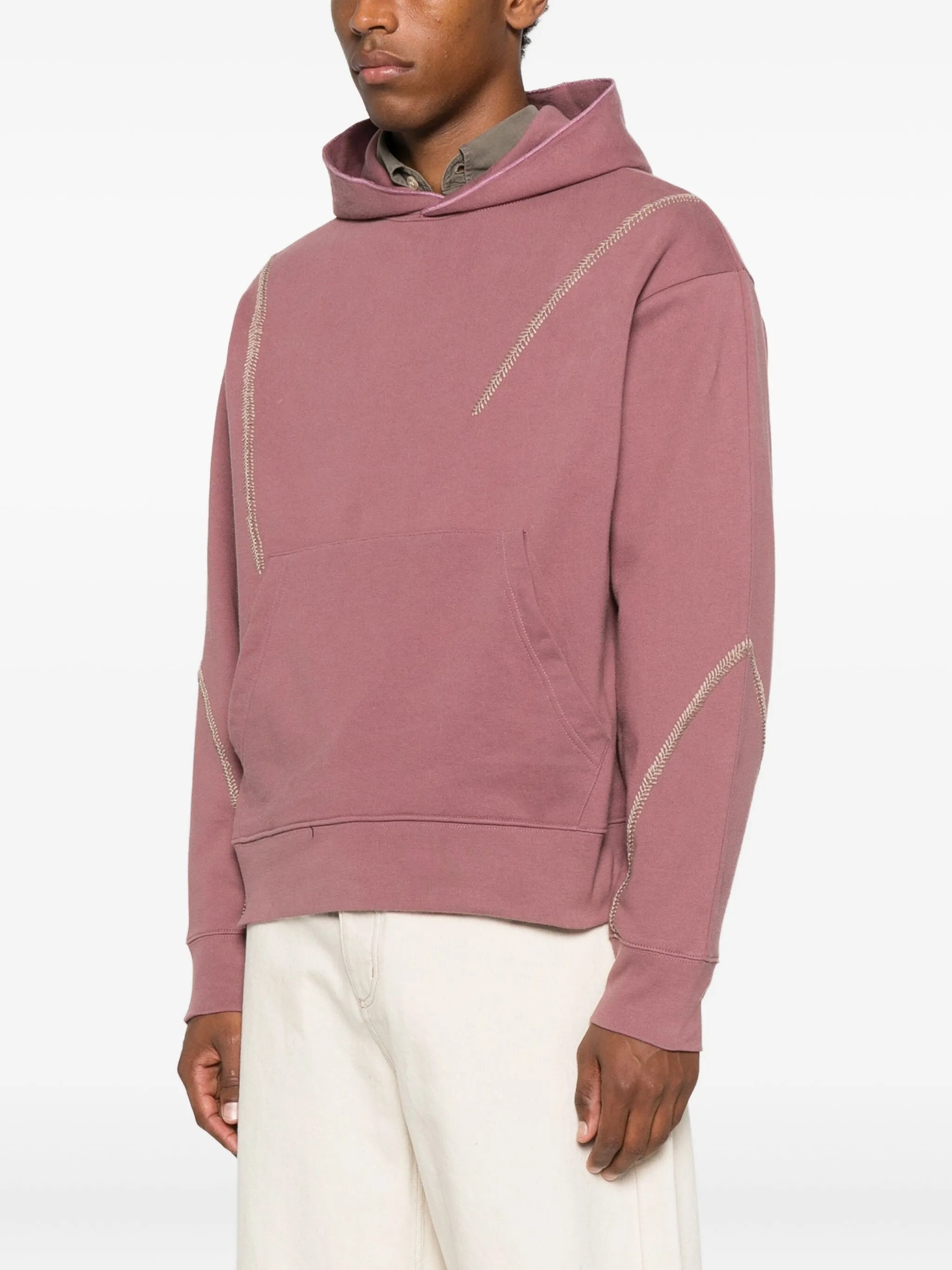 embroidered-panel hoodie