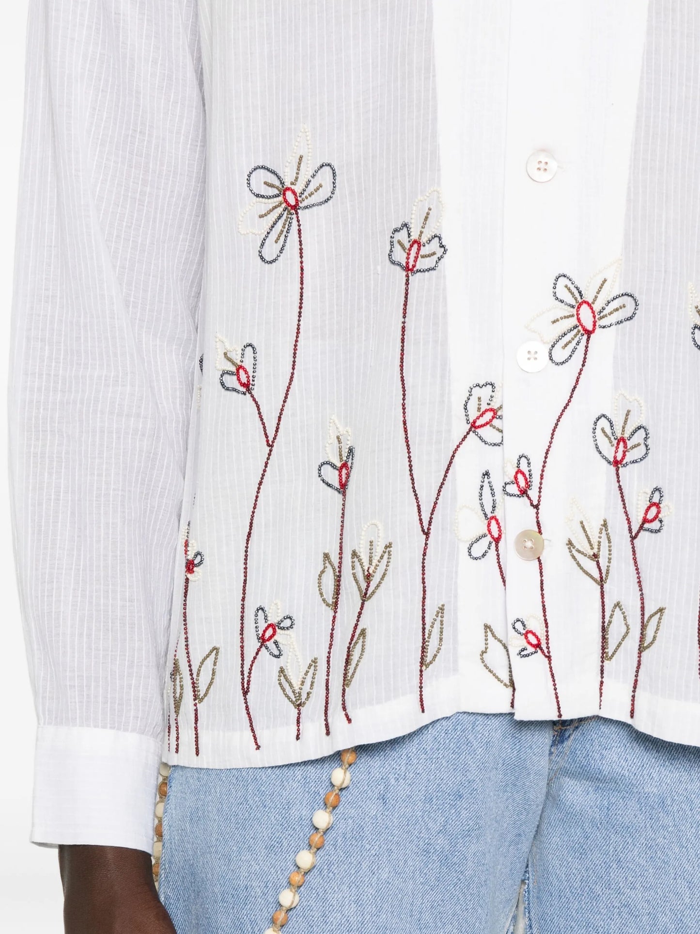 floral-embroidered camp-collar shirt