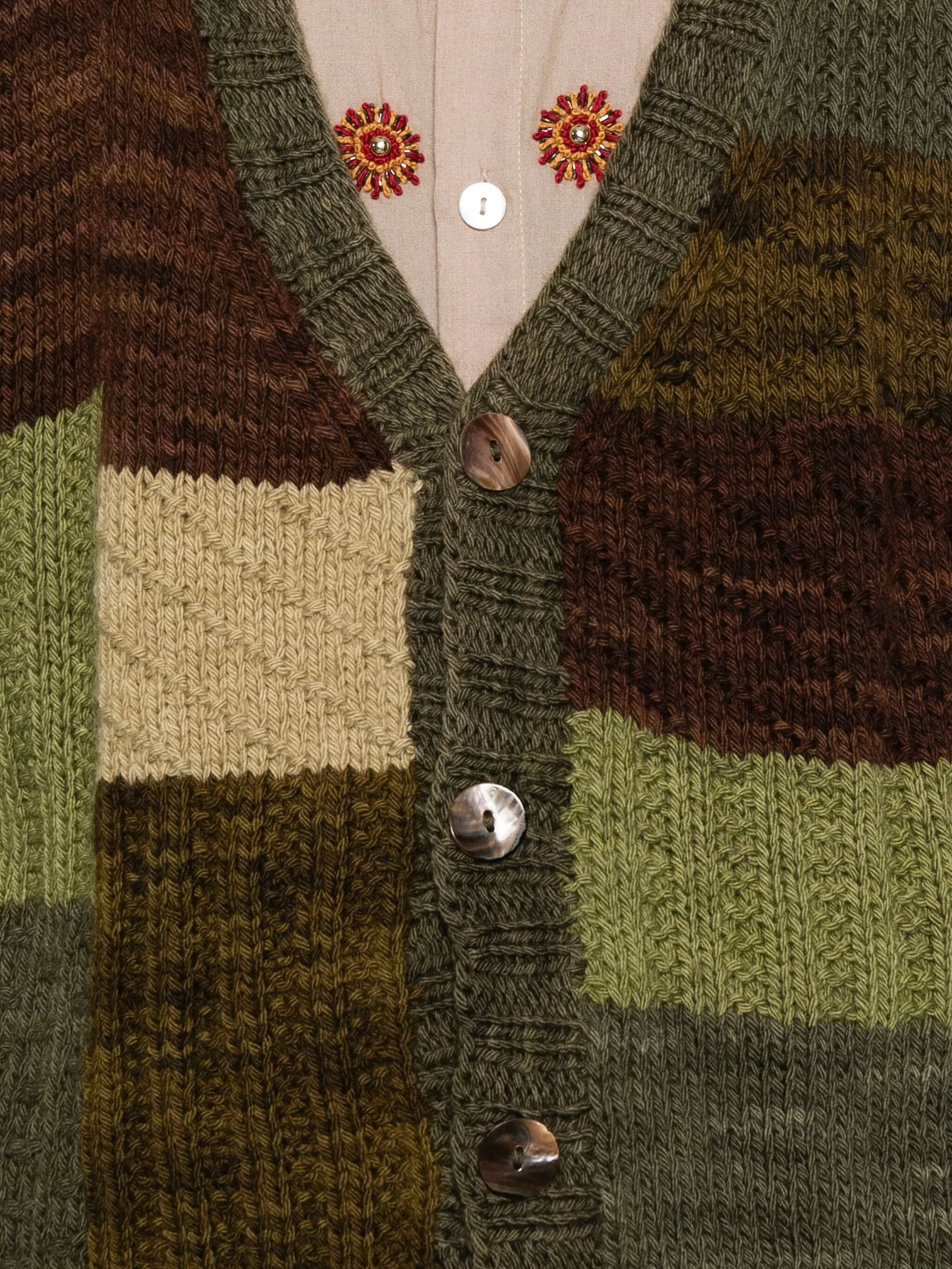patchwork button cardigan