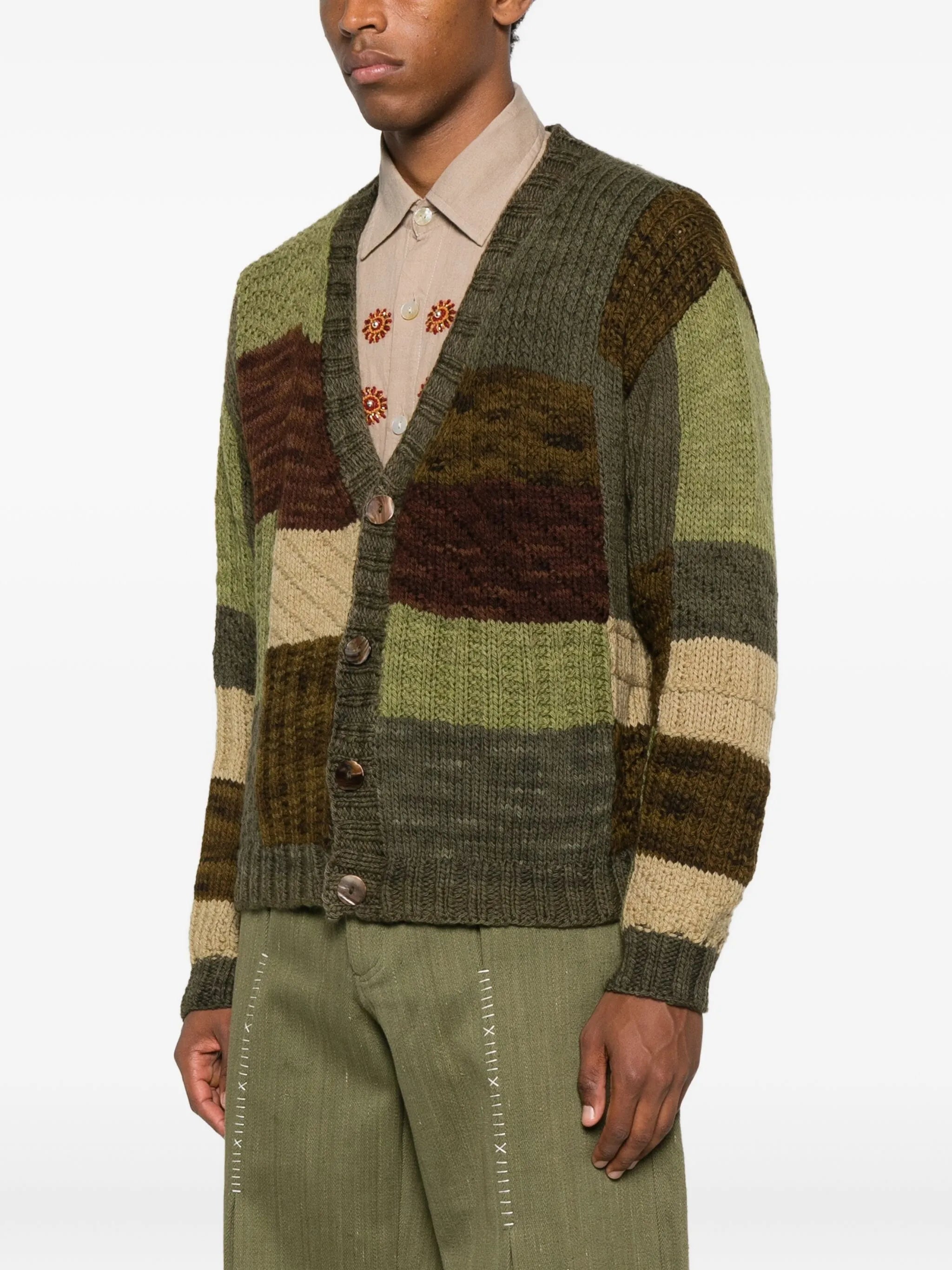patchwork button cardigan