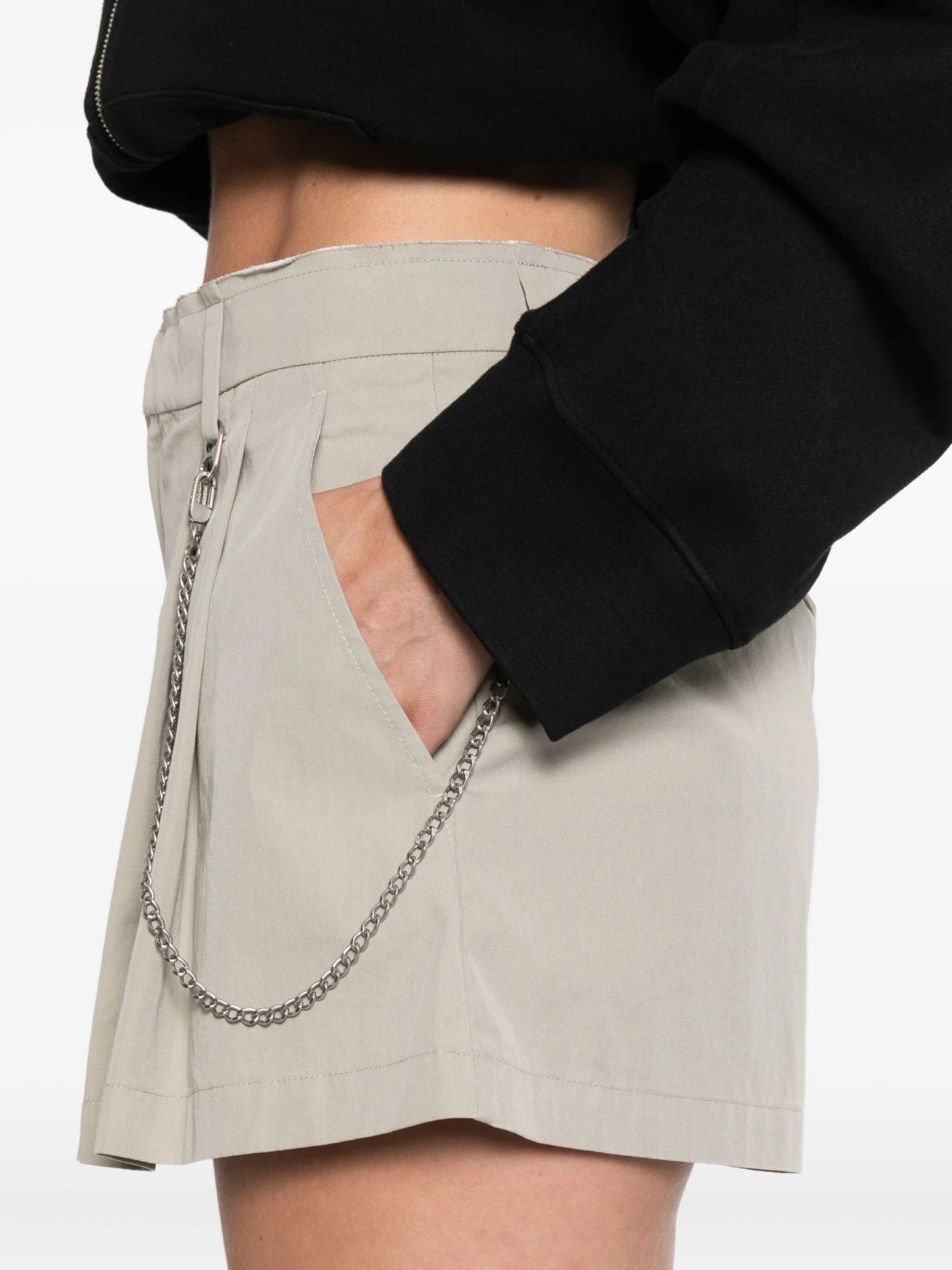 pleated chain-embellished shorts