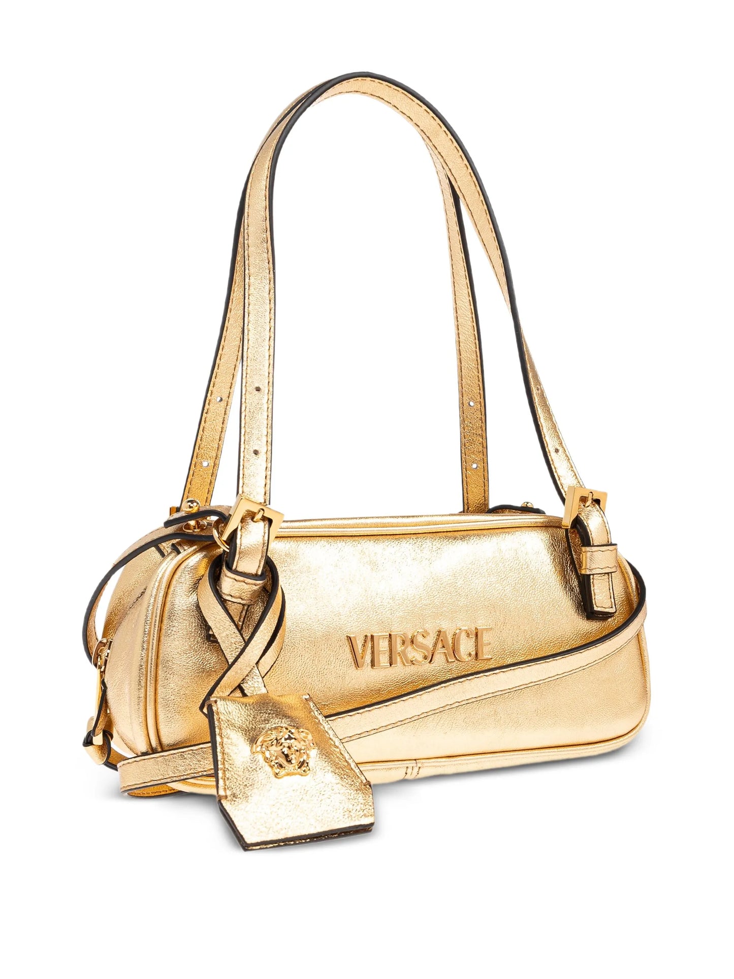 metallic leather shoulder bag