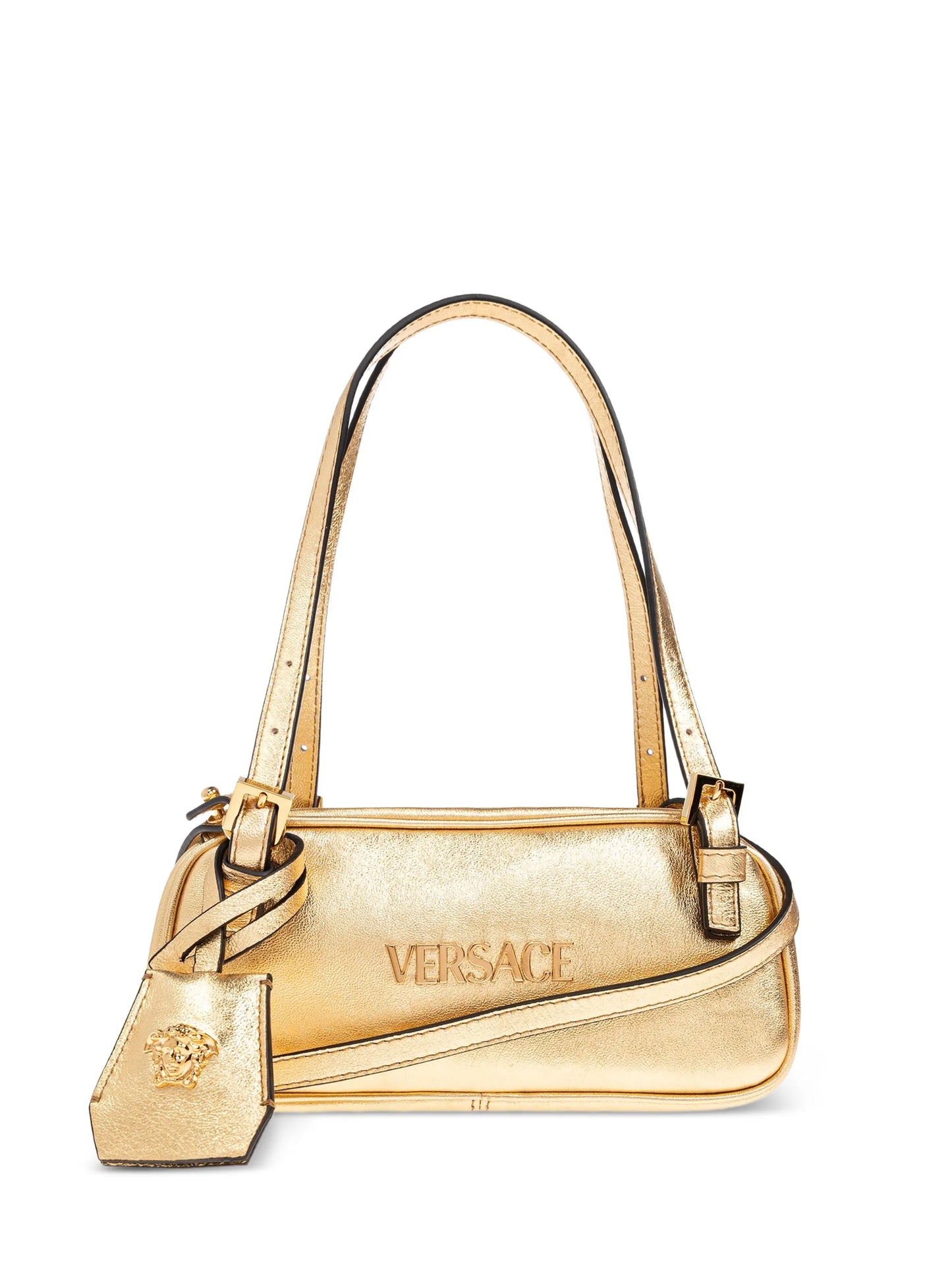 metallic leather shoulder bag