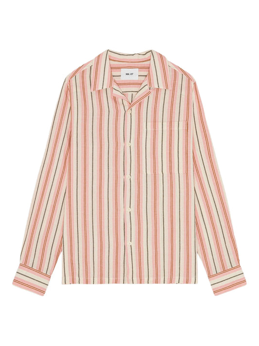 striped button-up shirt