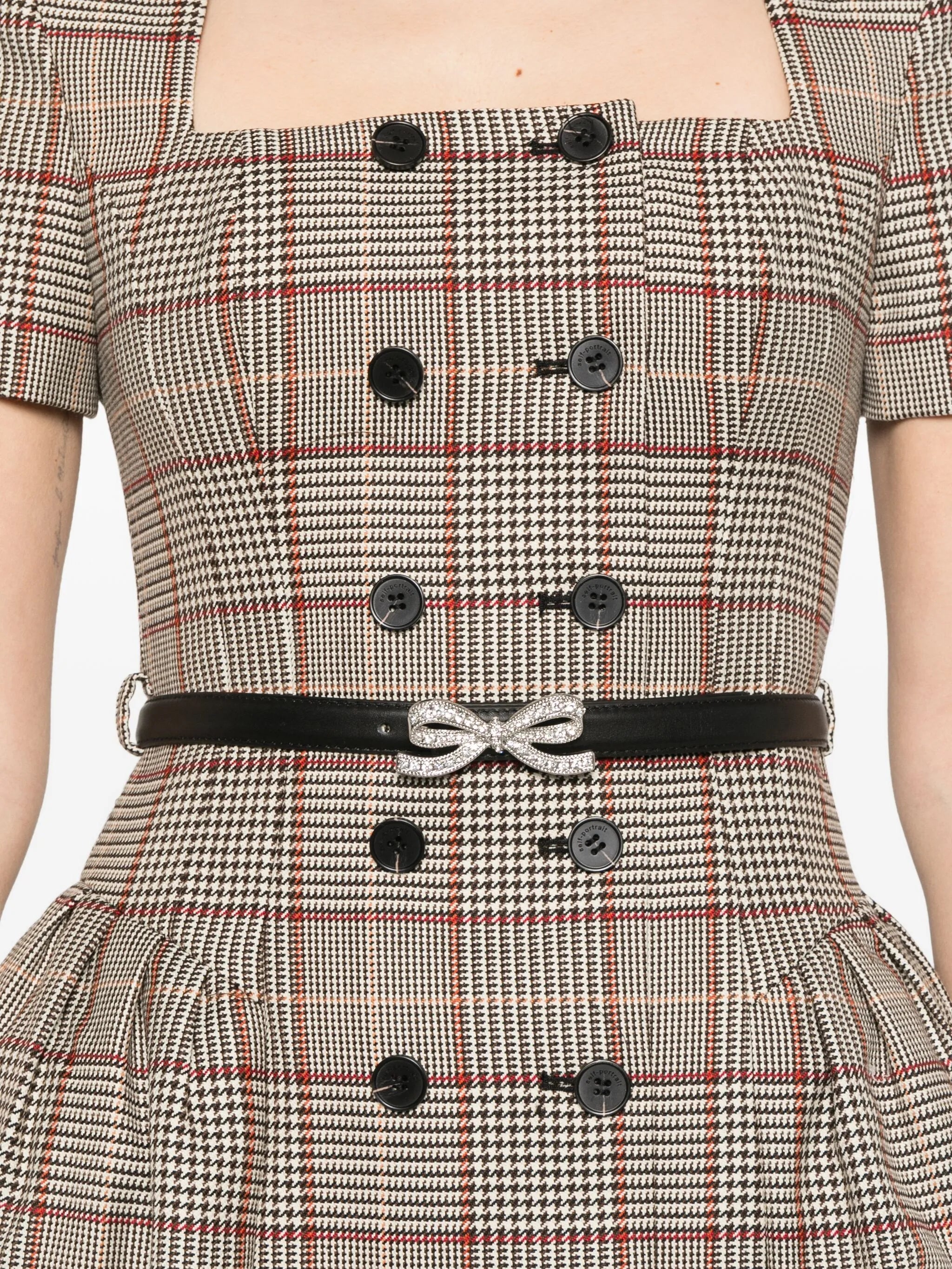 checked short sleeve mini dress