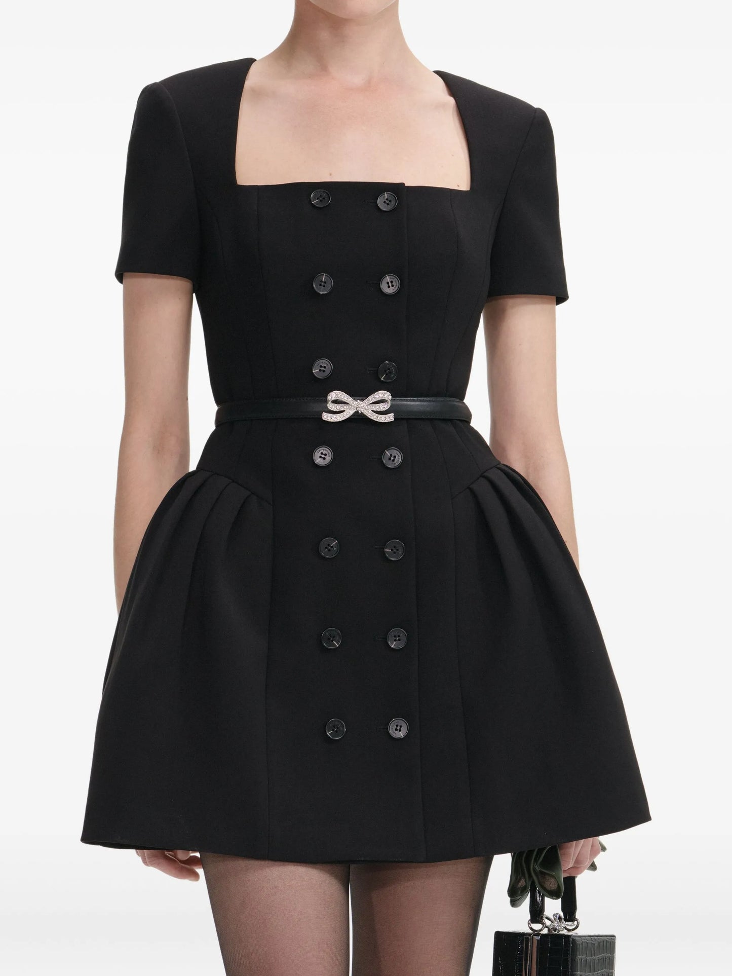 double-breasted short-sleeves mini dress