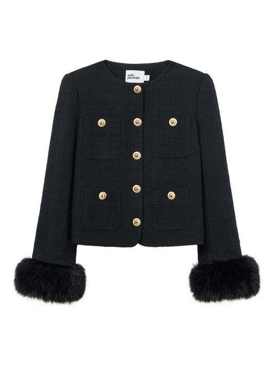 faux fur-cuff buttoned jacket