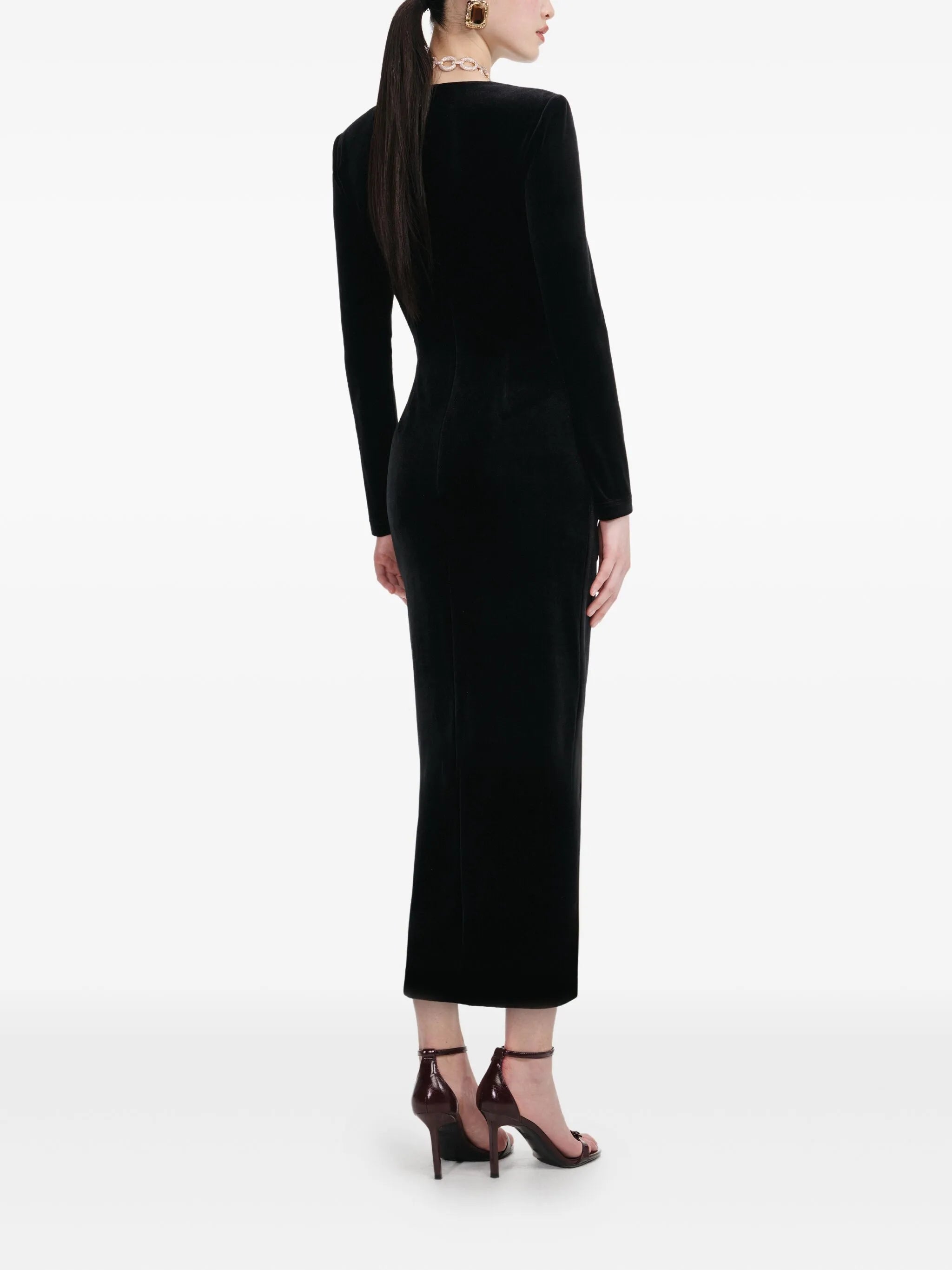 velvet midi dress