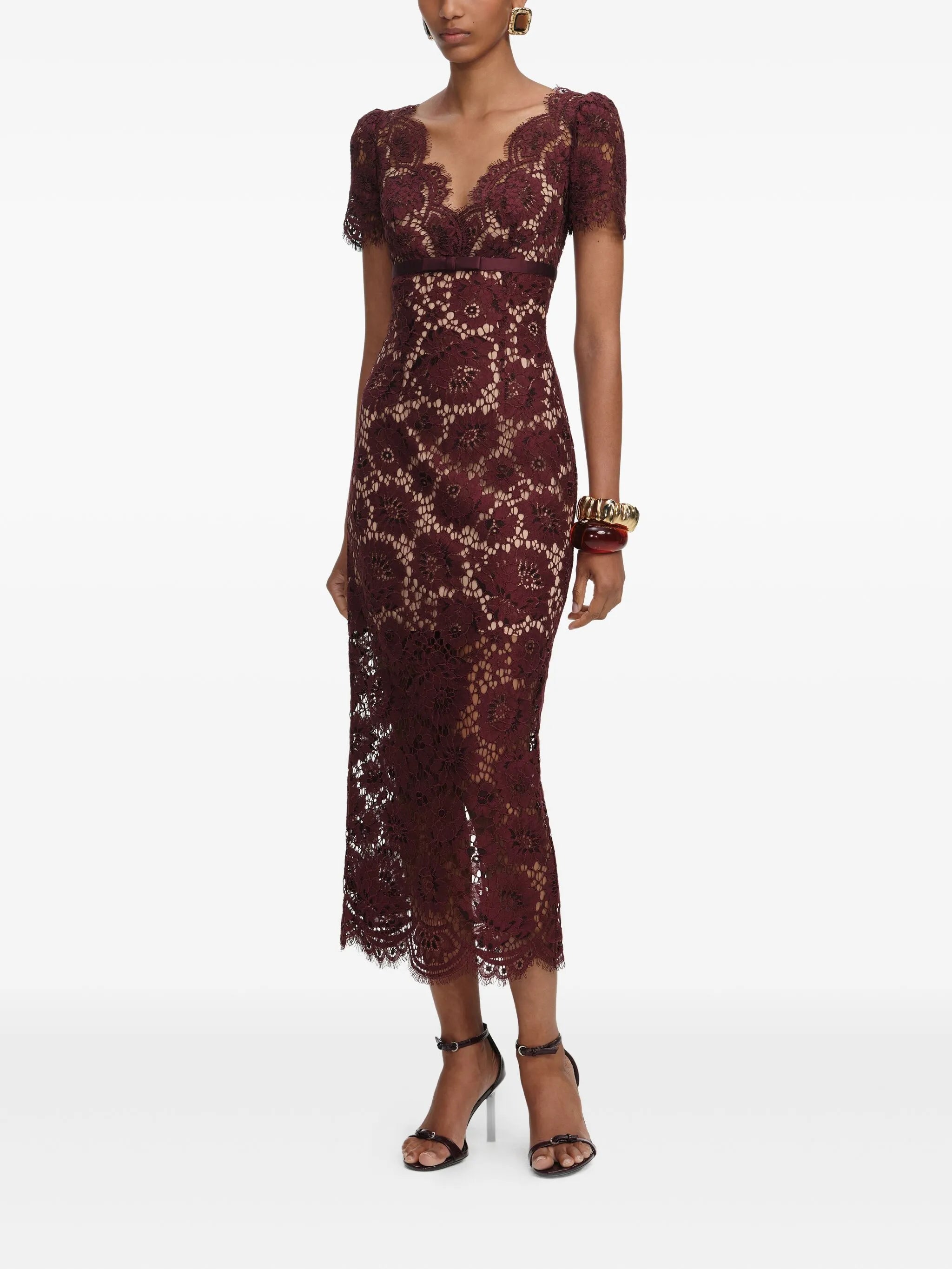 floral lace midi dress