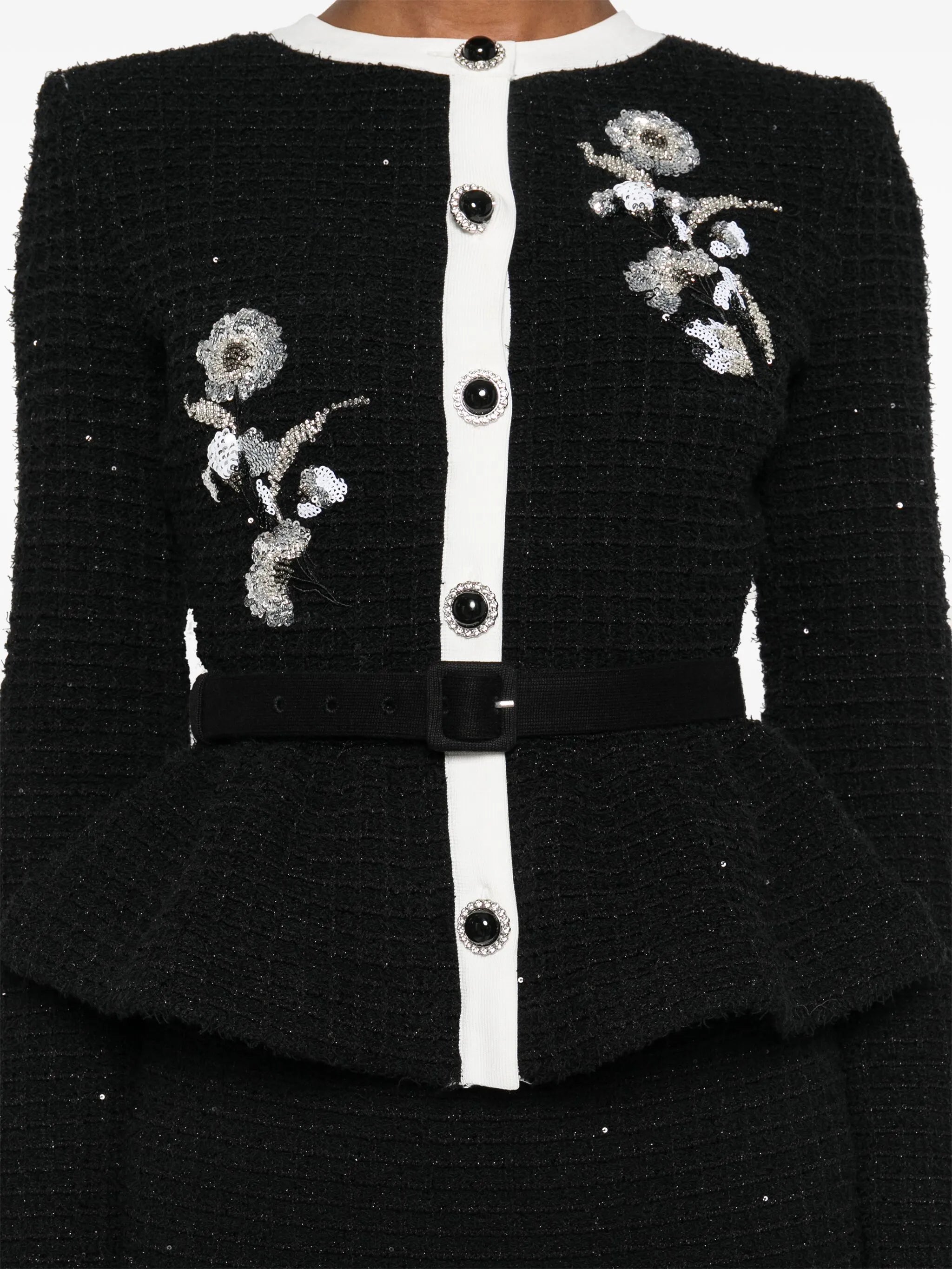 floral-embellished knitted midi dress