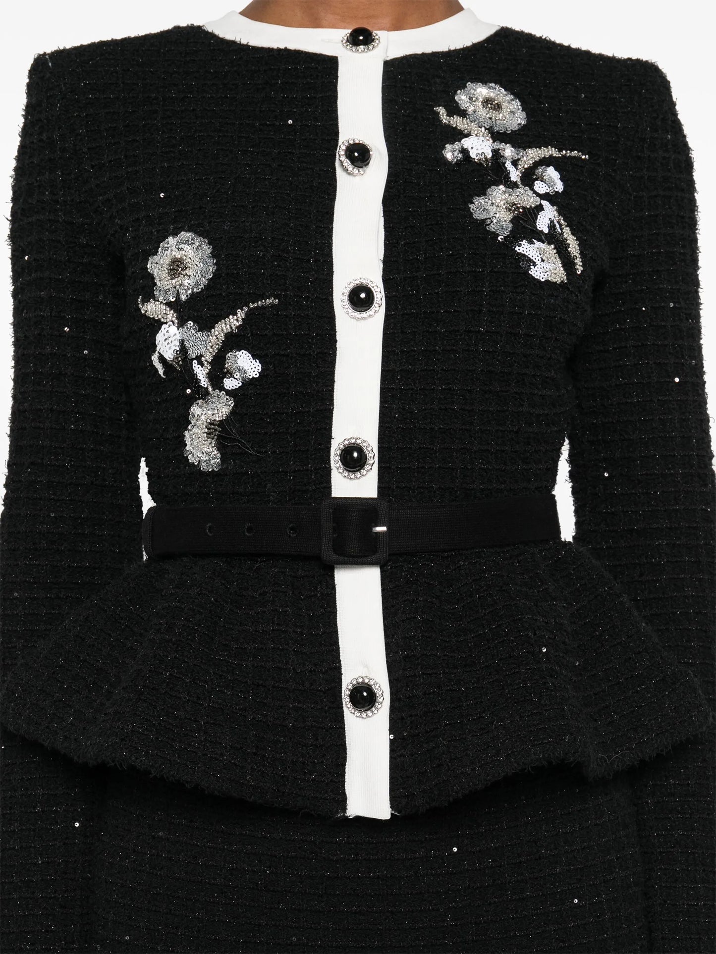 floral-embellished knitted midi dress