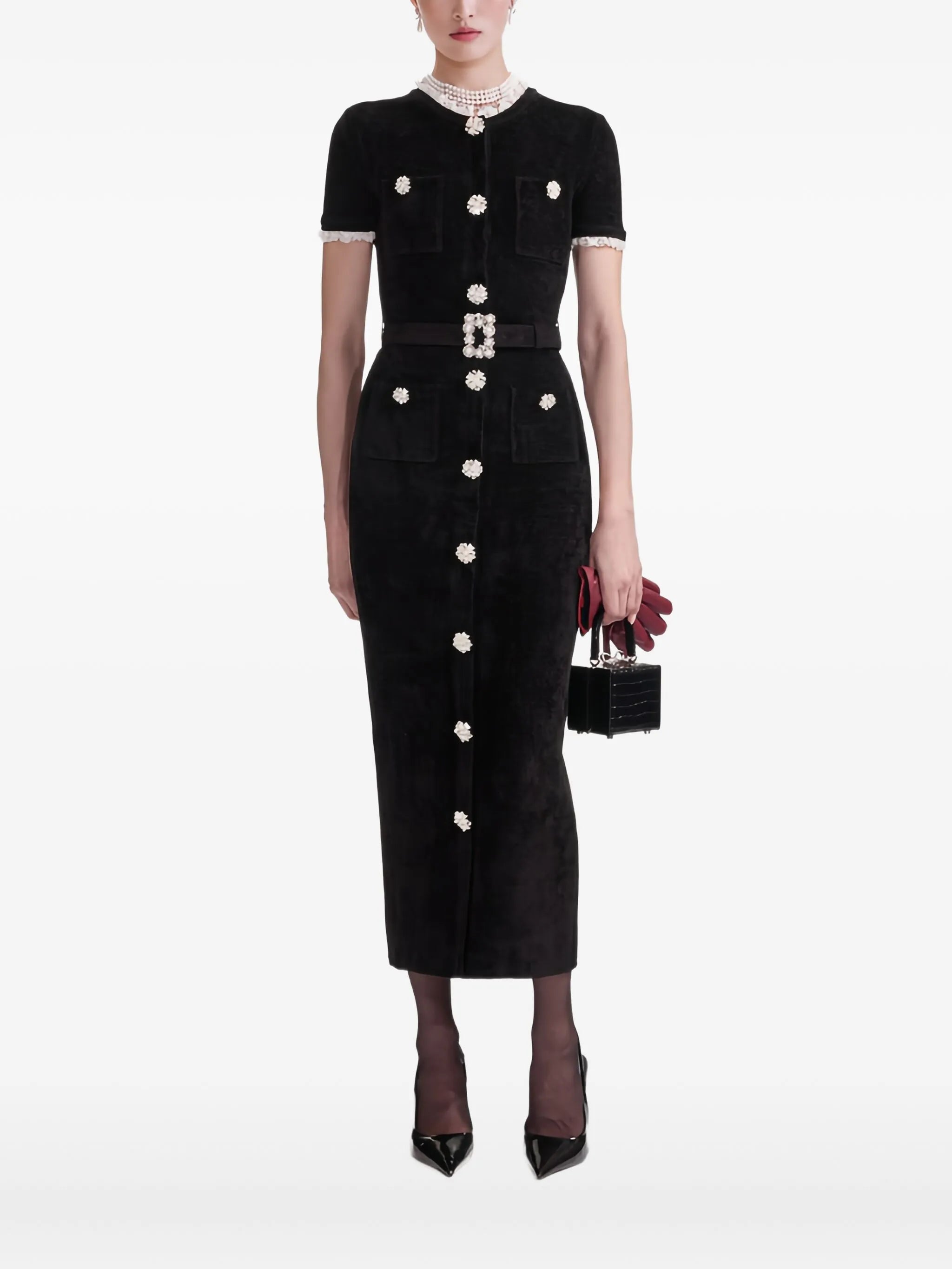 embellished button dress