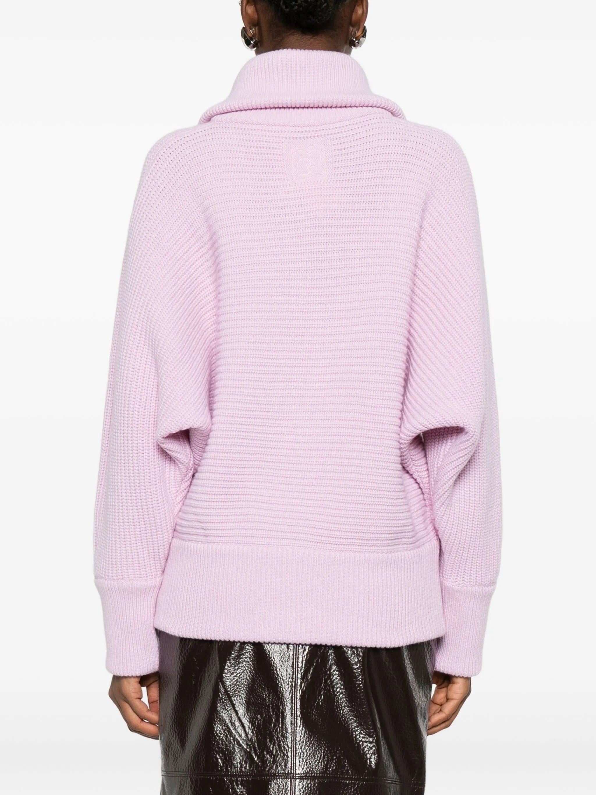 high-neck button-placket jumper