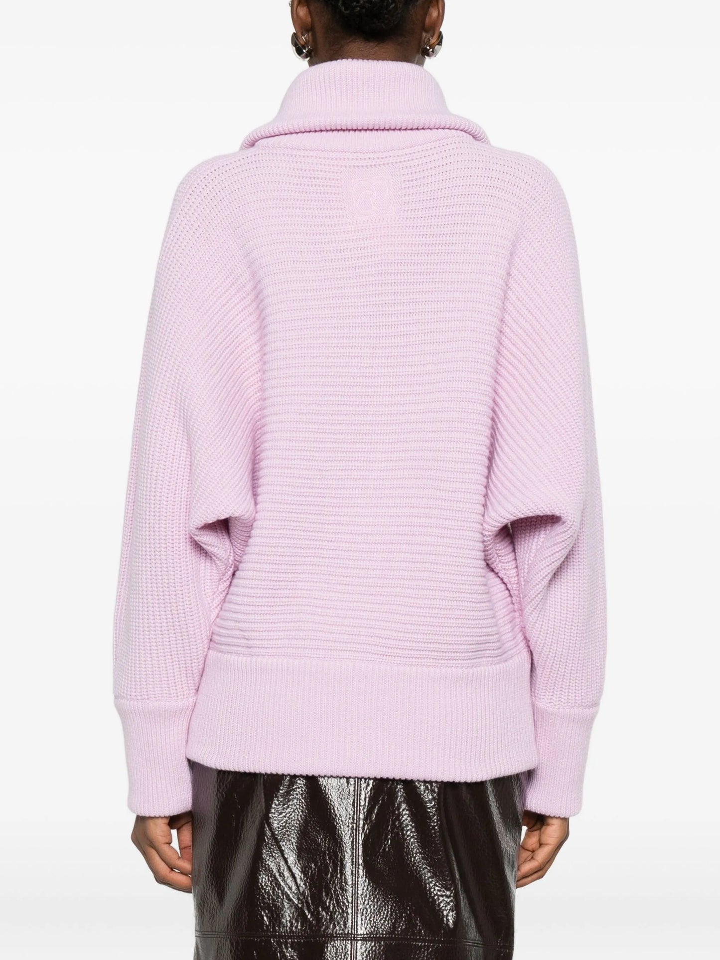 high-neck button-placket jumper