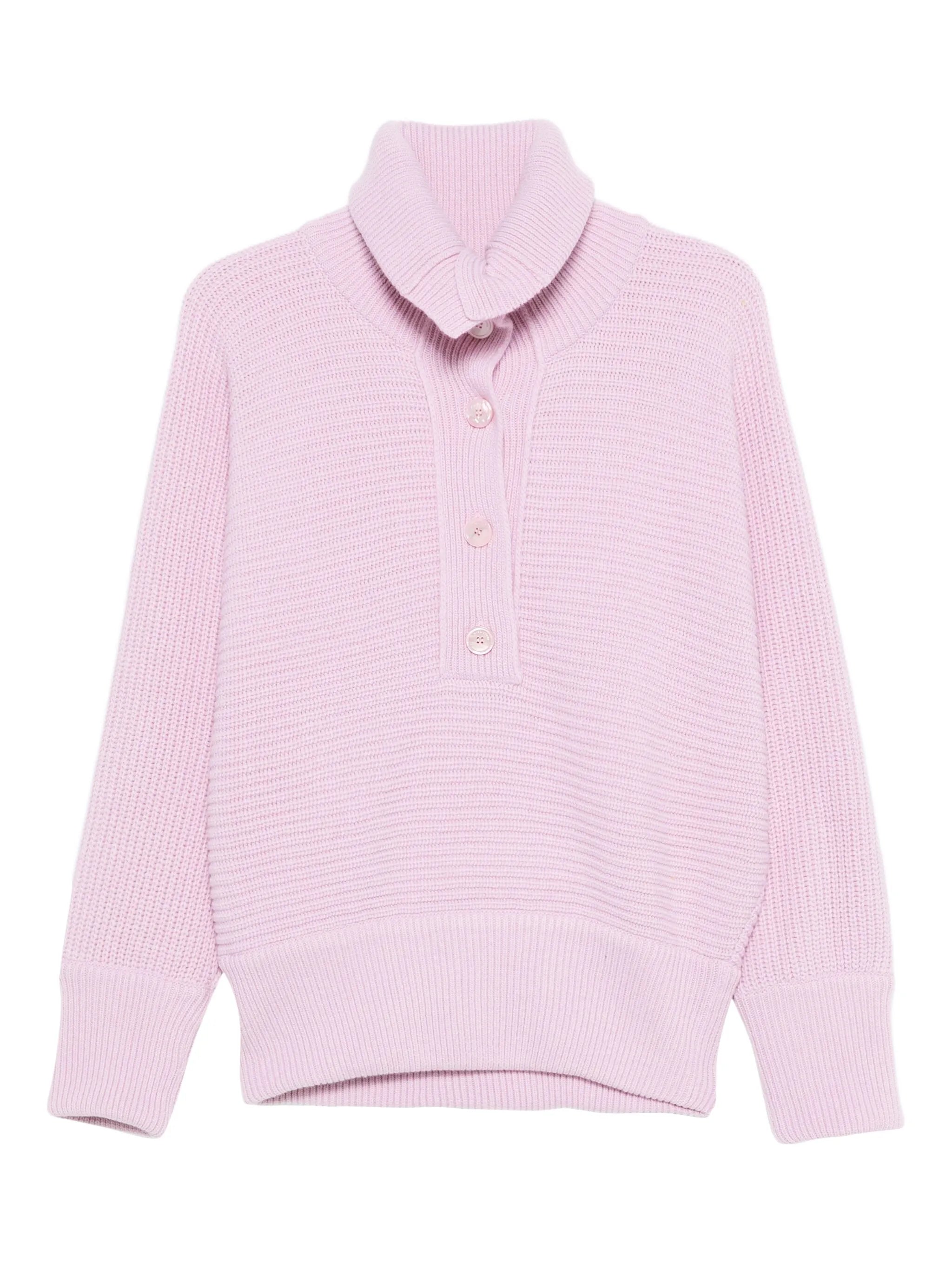 high-neck button-placket jumper