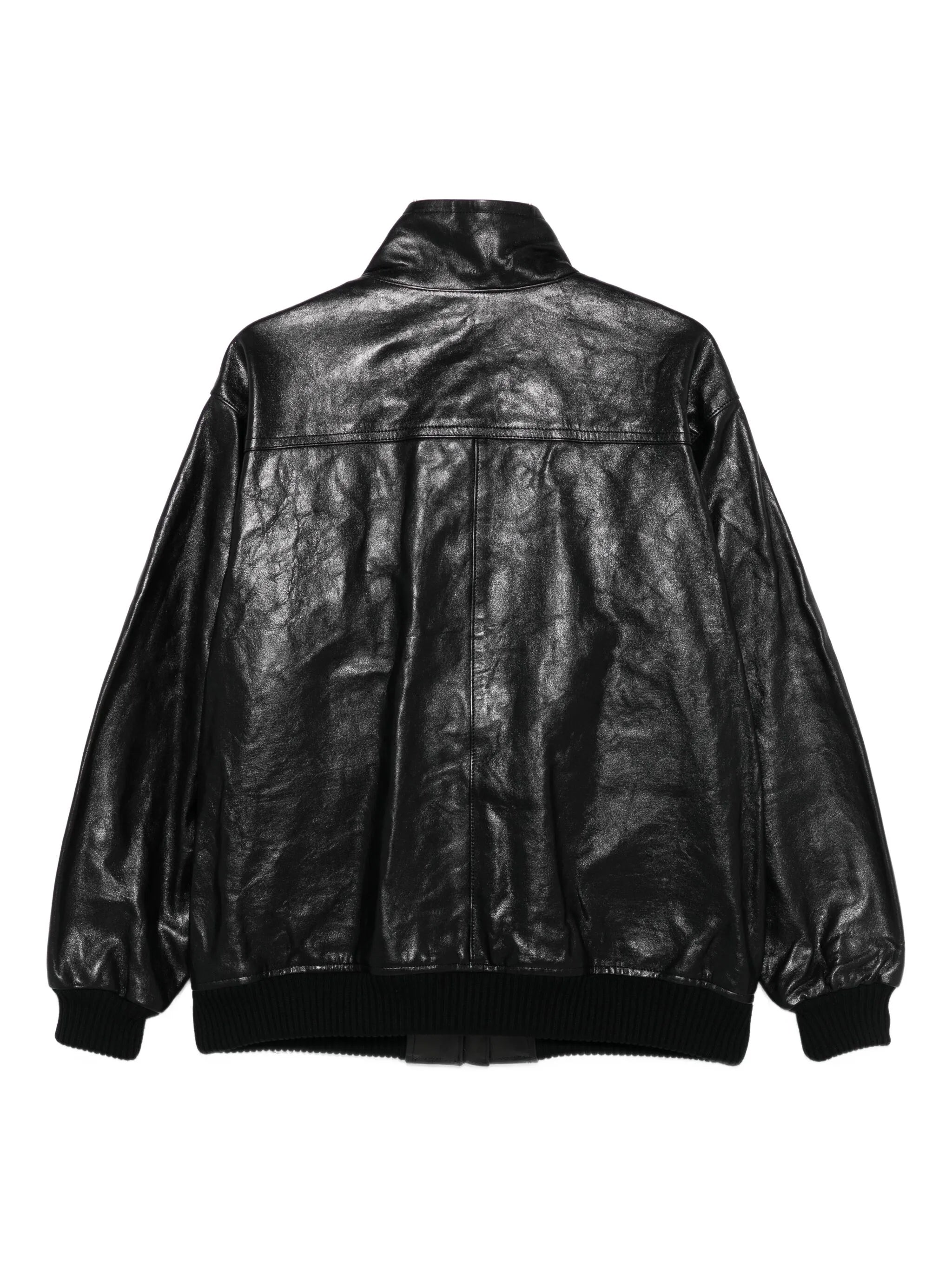 leather zip-up jacket