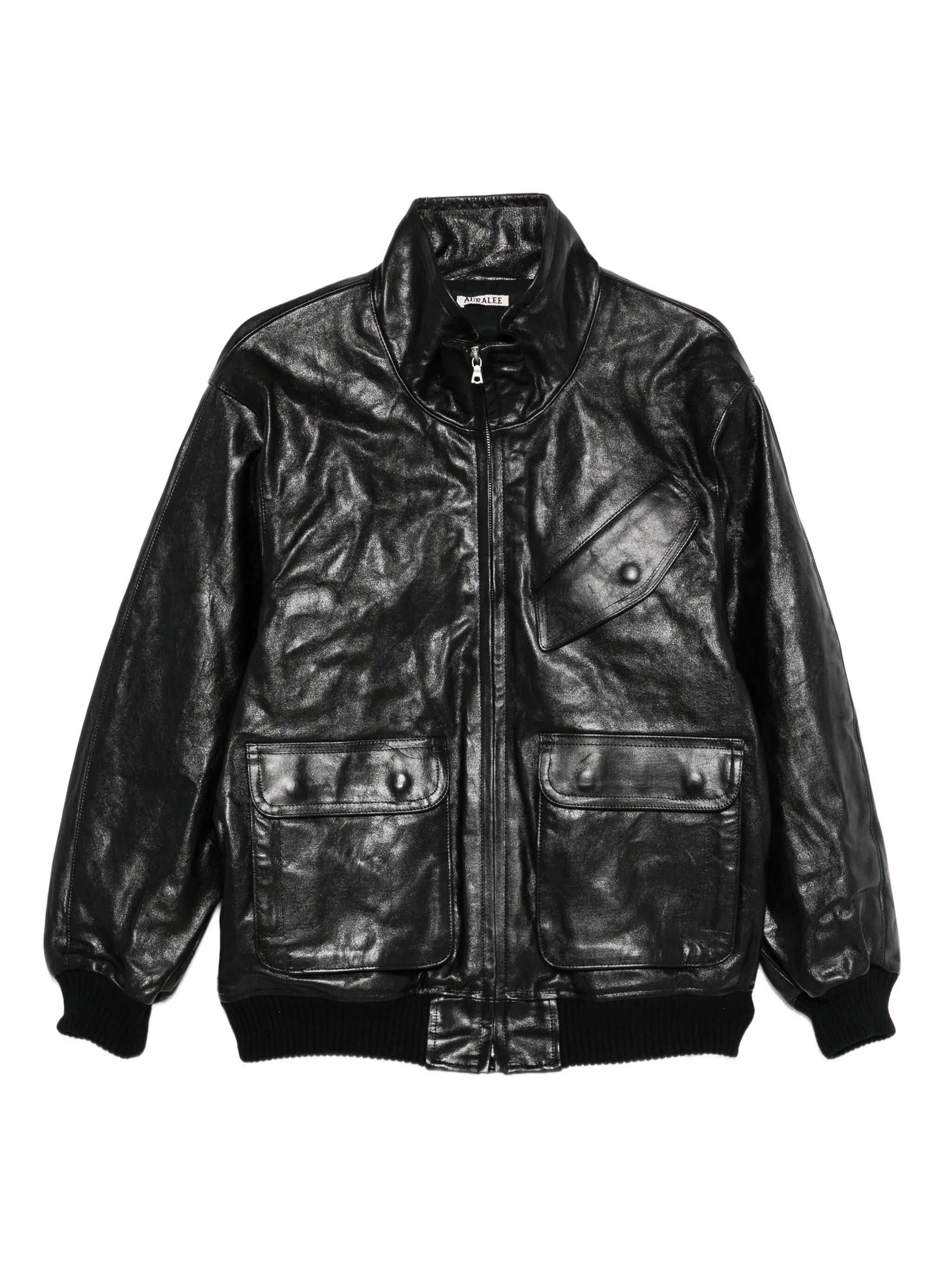leather zip-up jacket