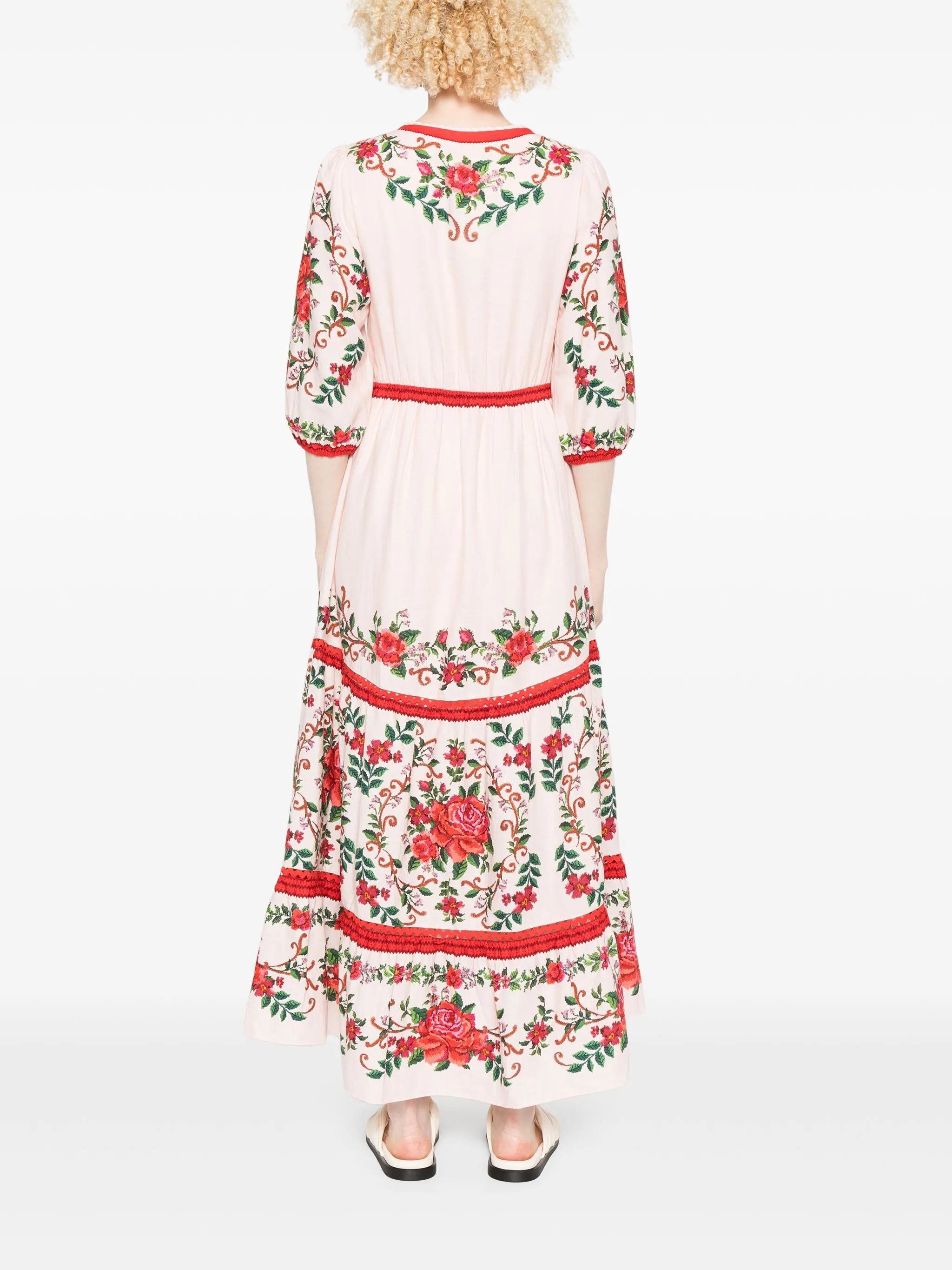 floral-jacquard maxi dress