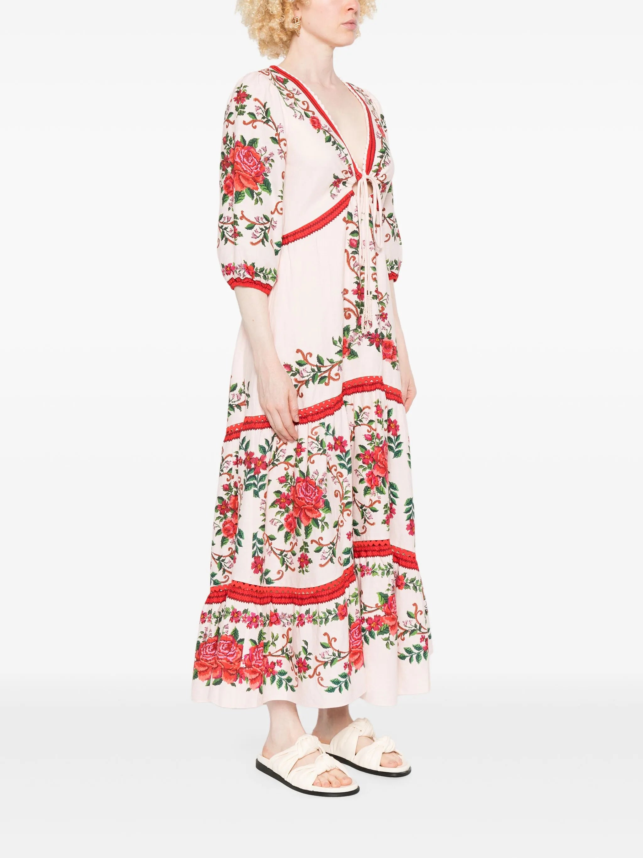 floral-jacquard maxi dress