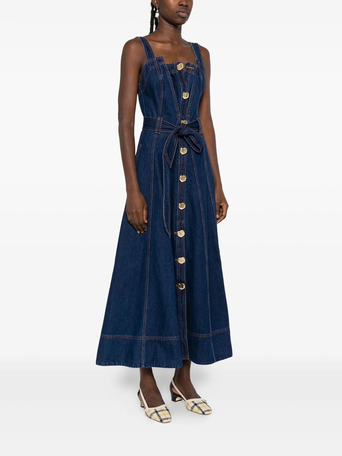 Giana button-front midi dress