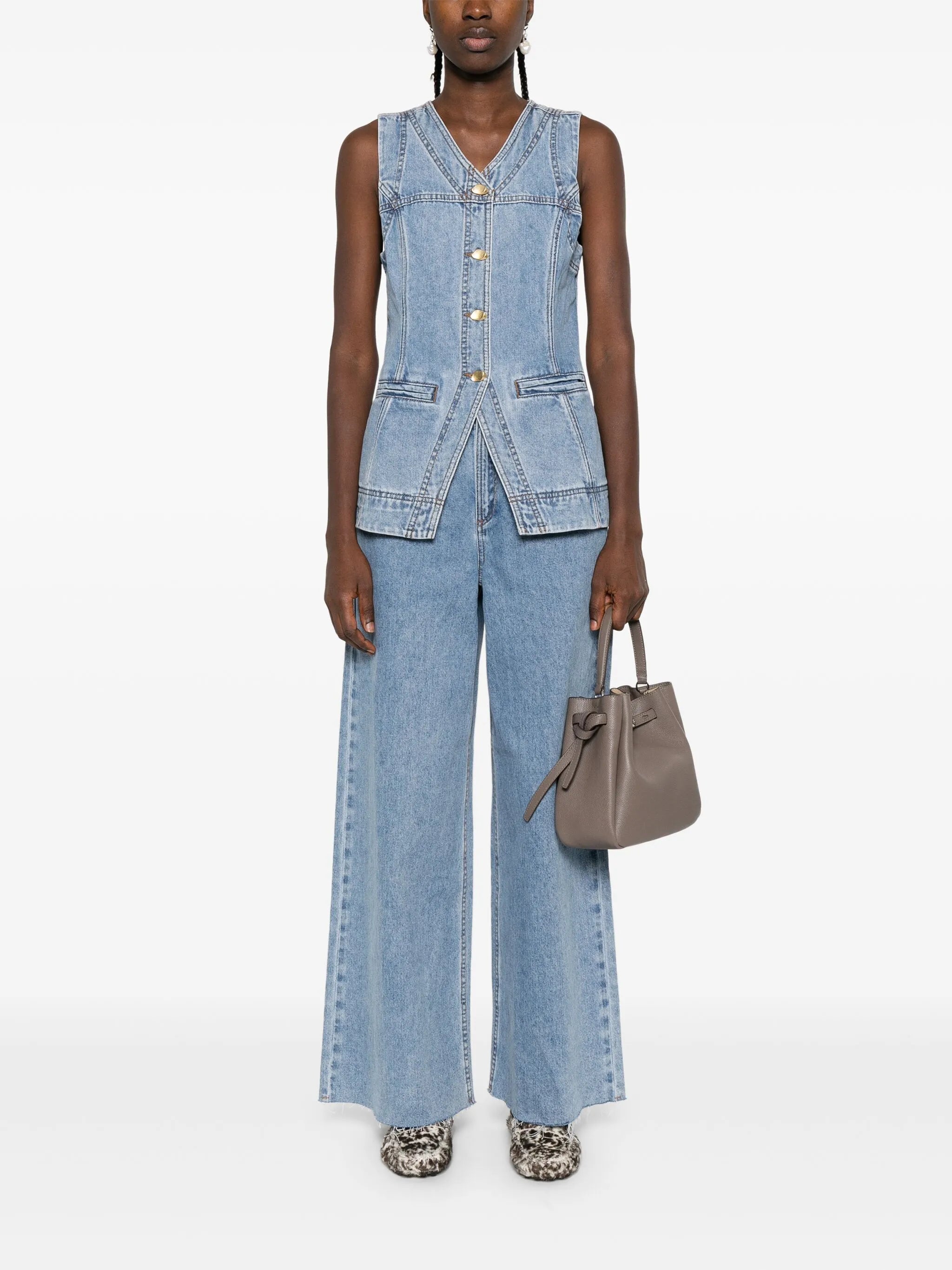 Holland button-up denim vest