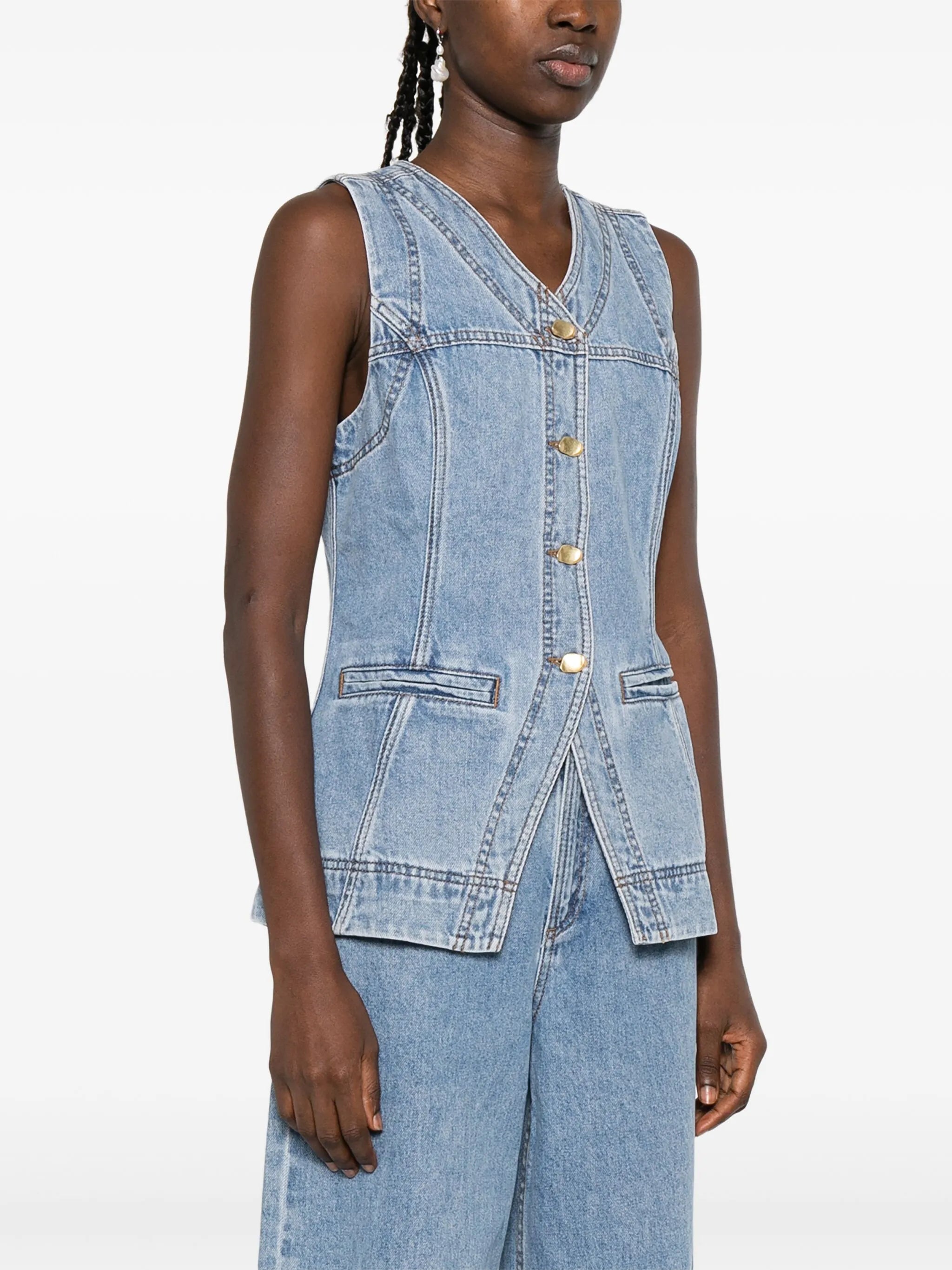 Holland button-up denim vest