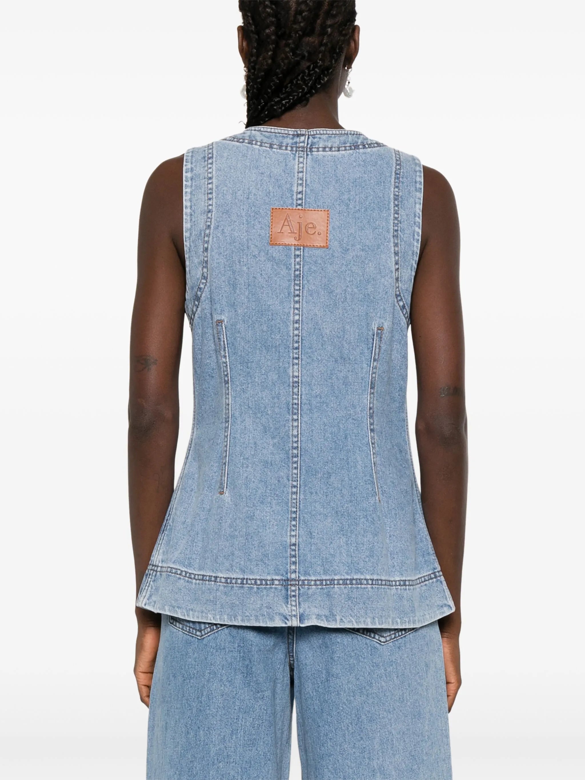 Holland button-up denim vest