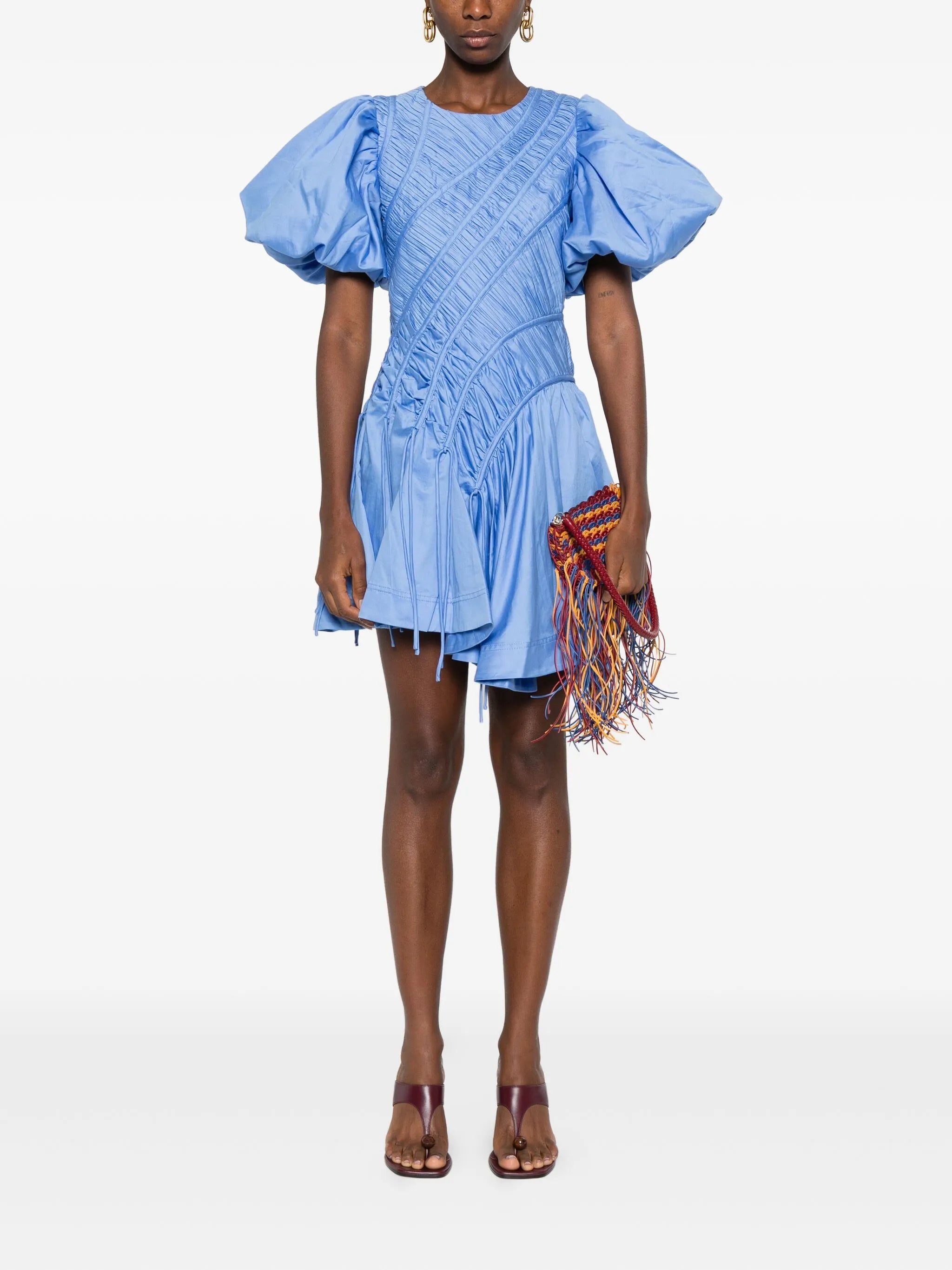 Wisteria puff-sleeve mini dress