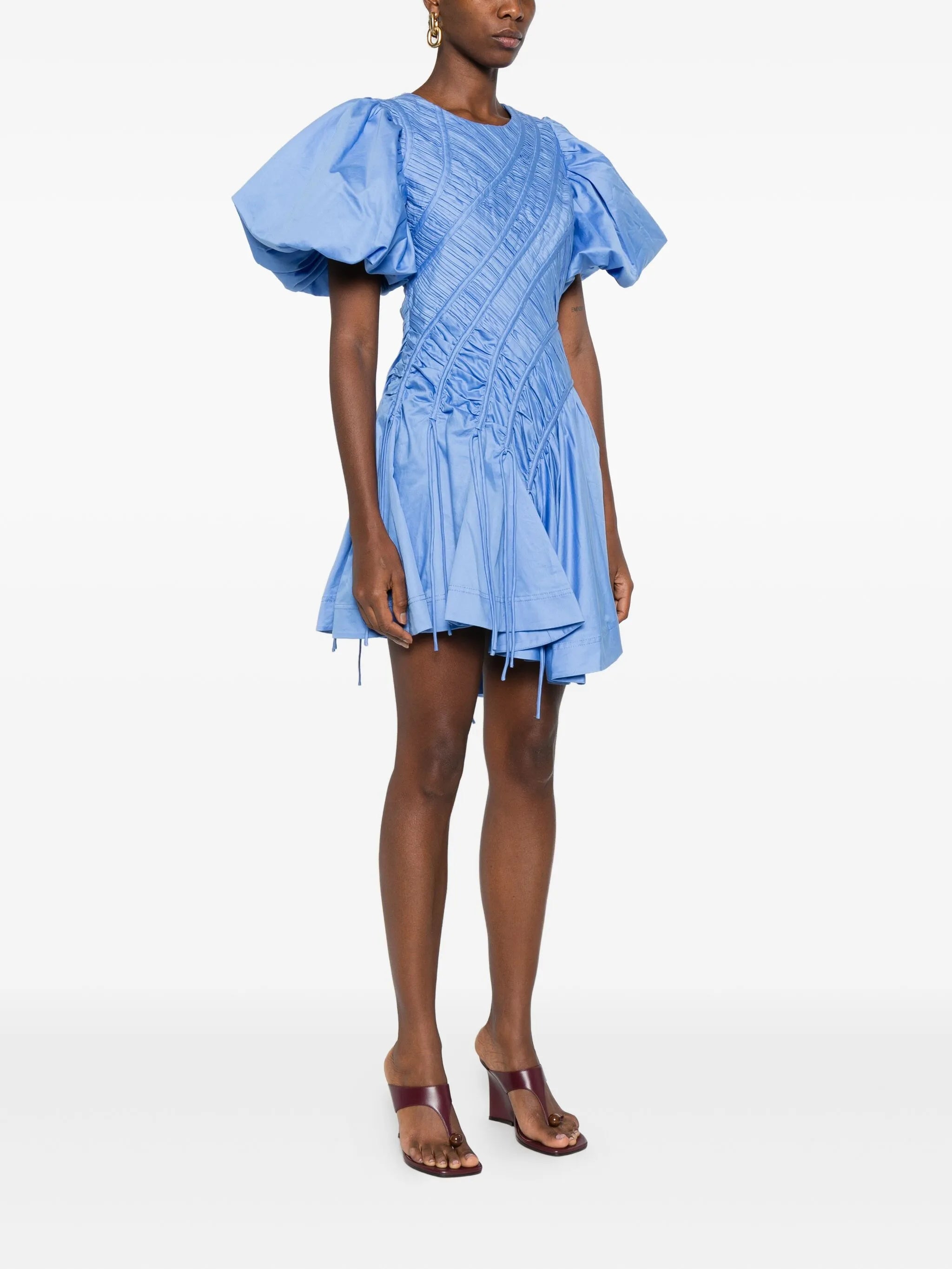 Wisteria puff-sleeve mini dress