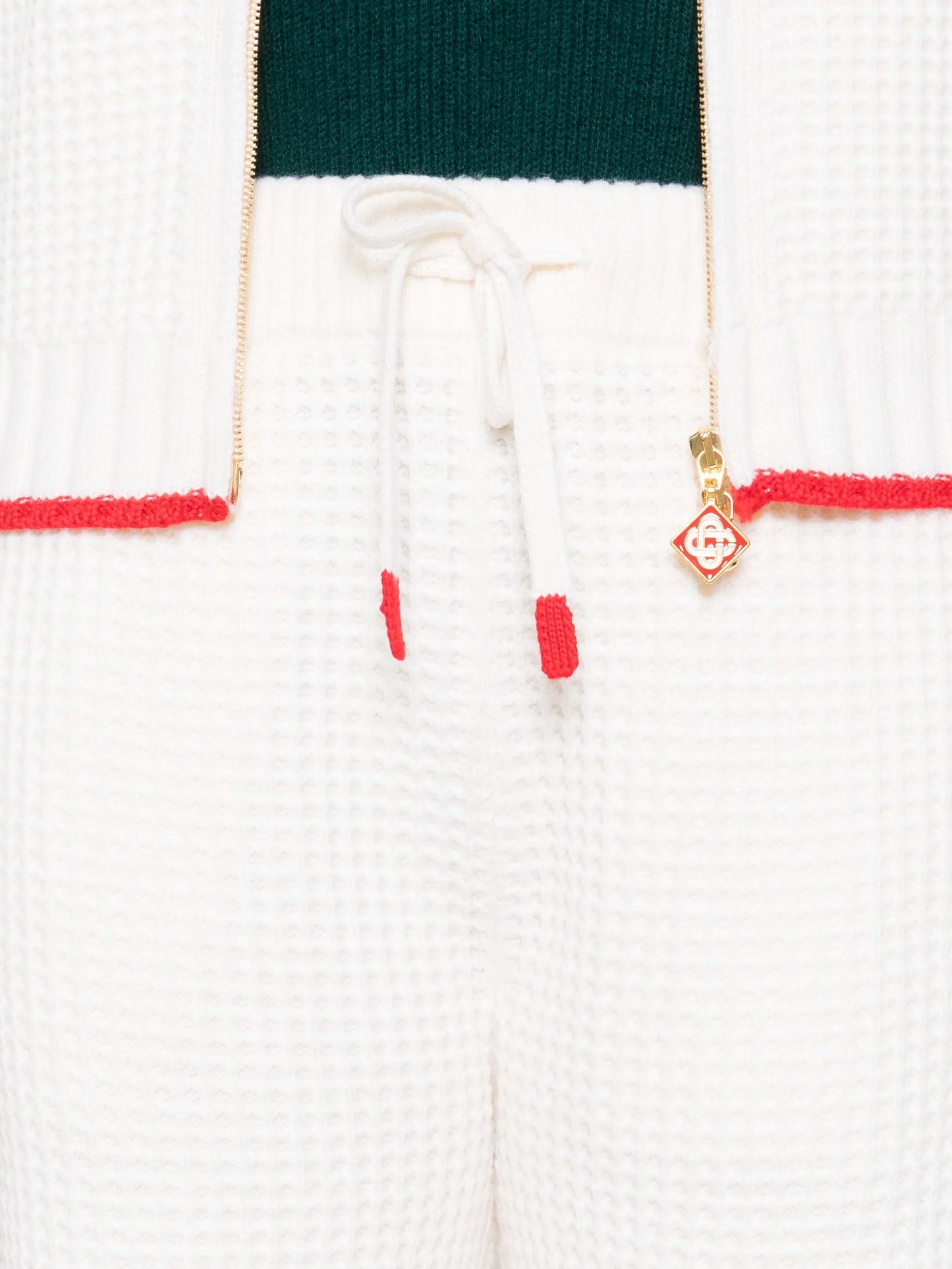 contrast-trim waffle-knit trousers