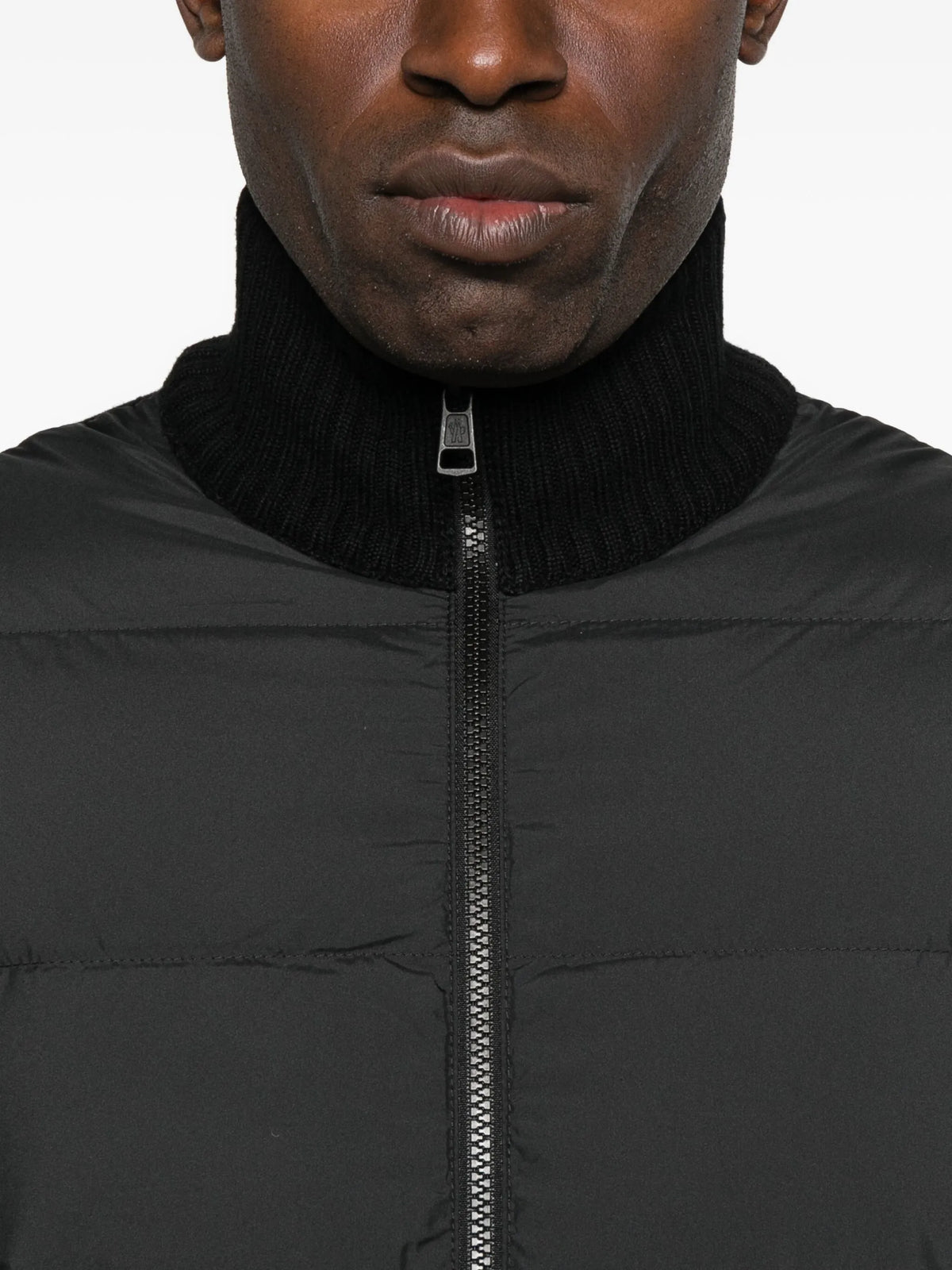 padded wool zip-up cardigan