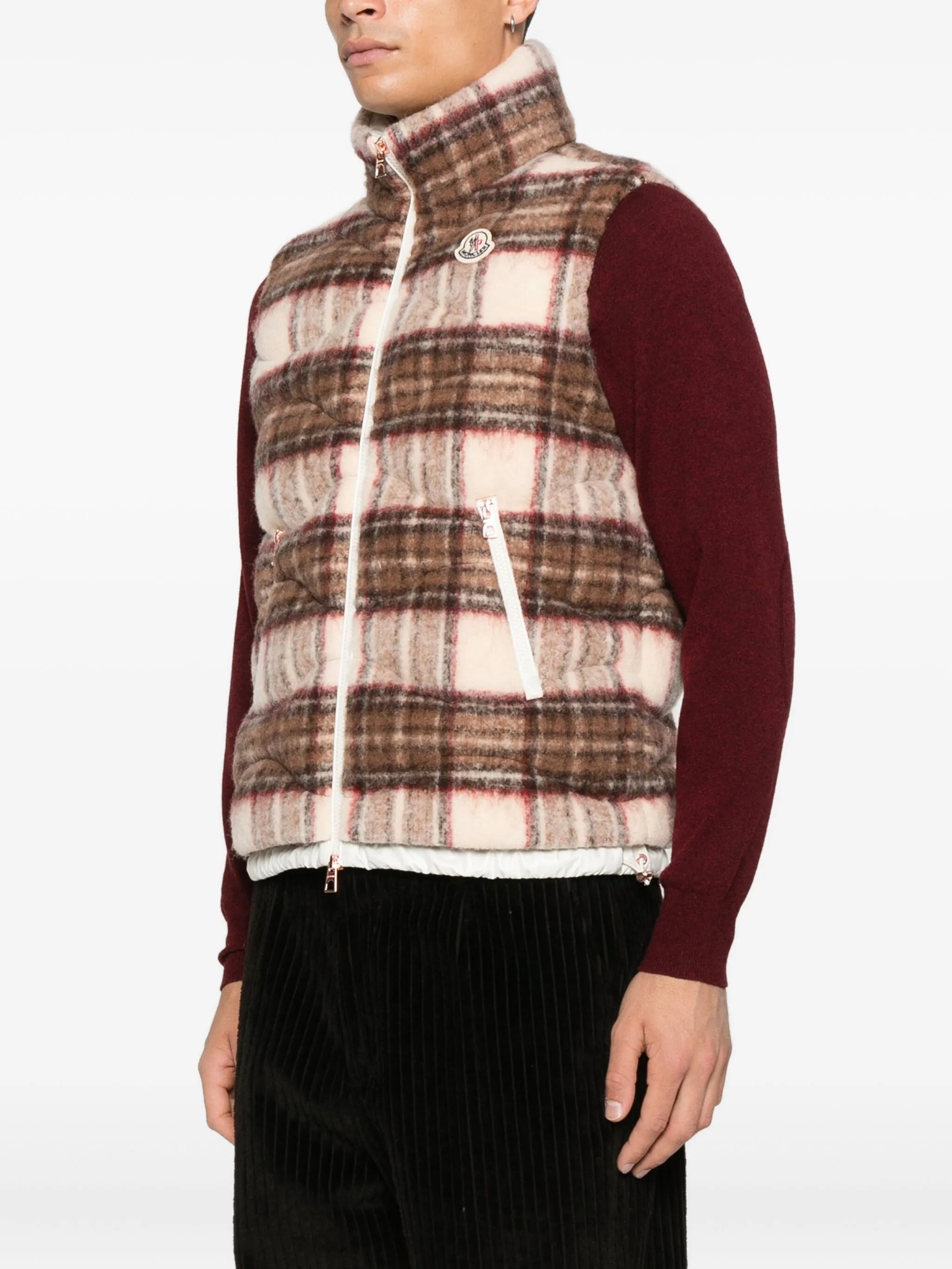 checked gilet