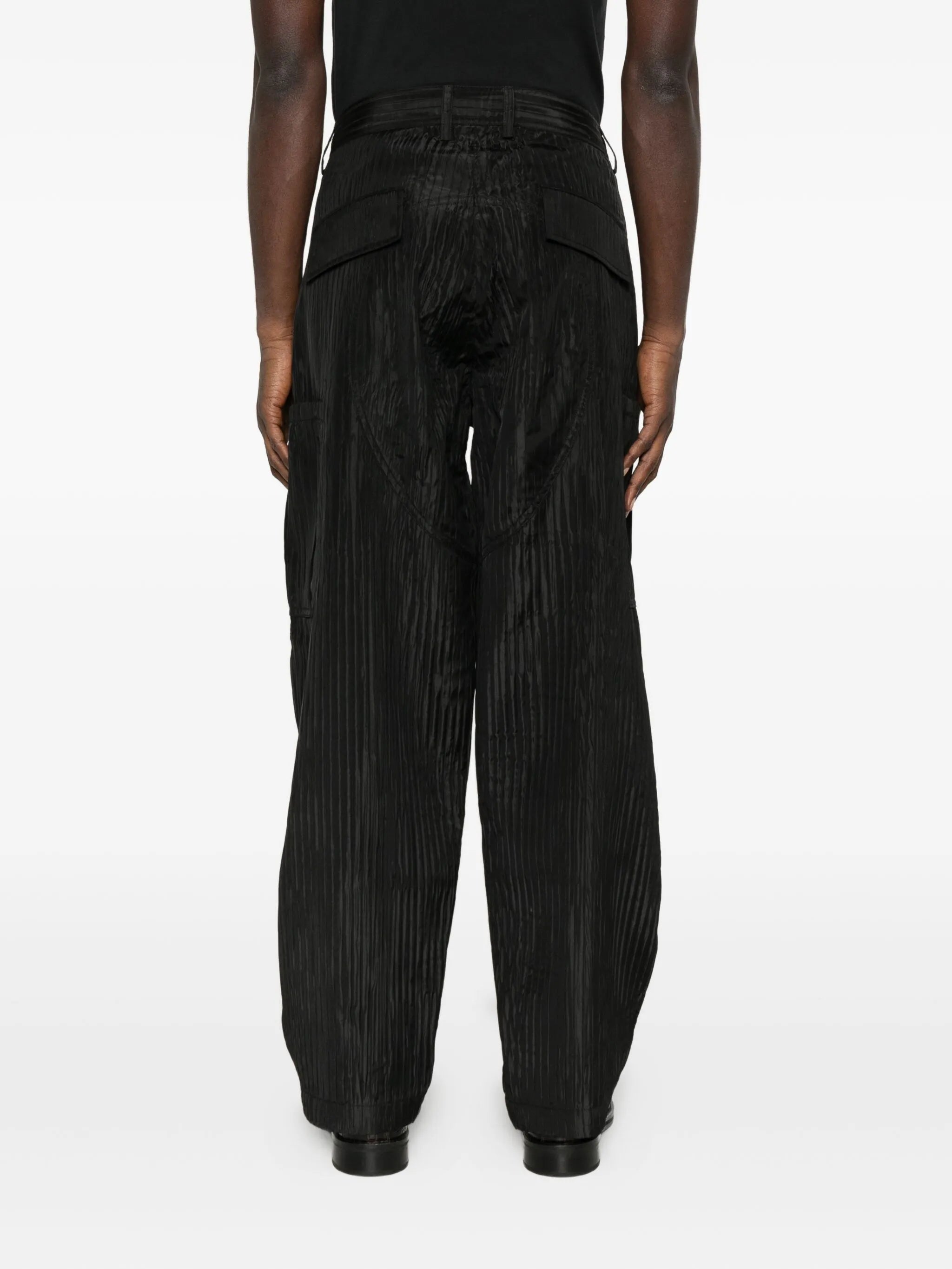 pleat-texture cargo pants