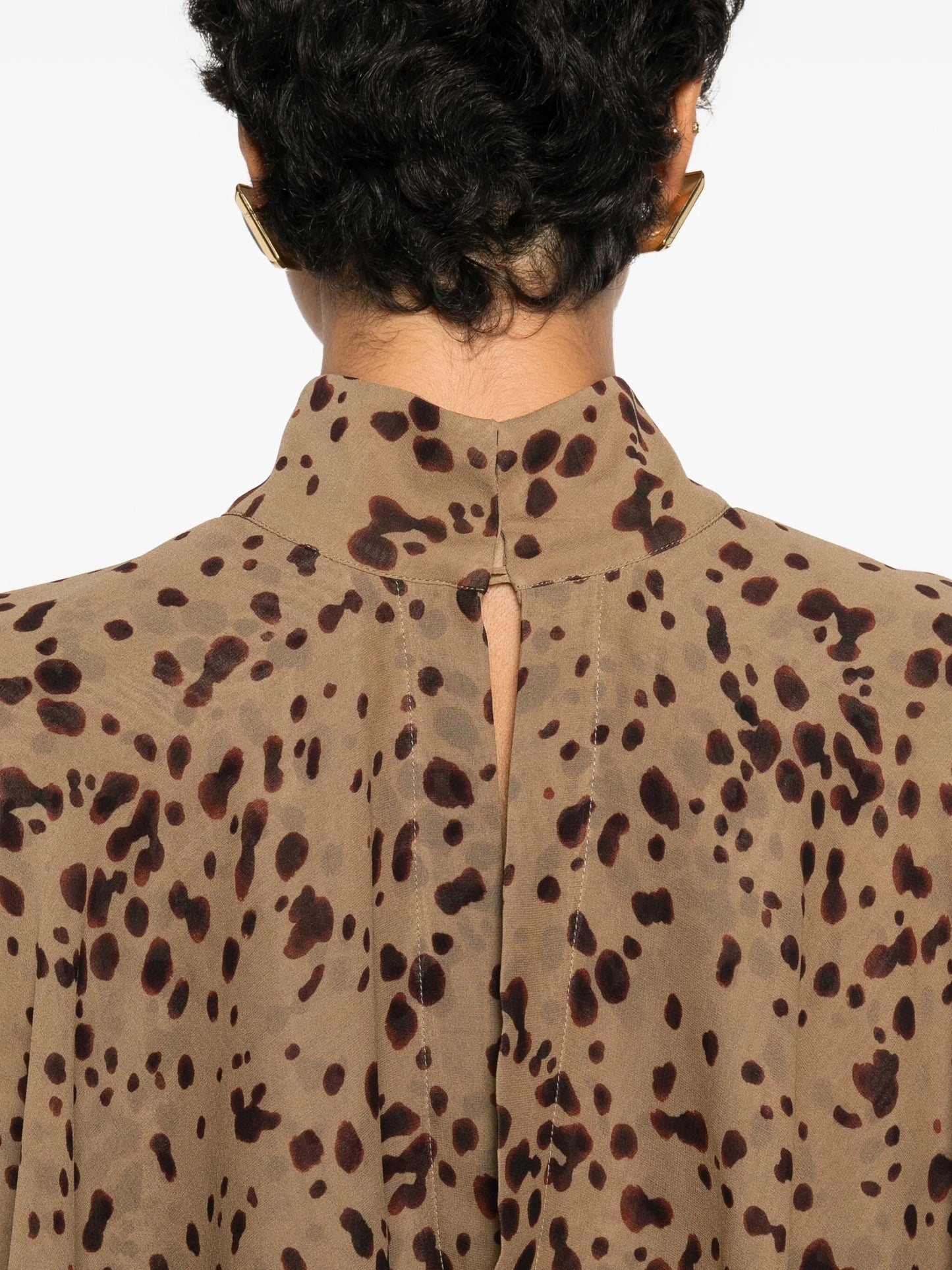 ruffled printed midi dress