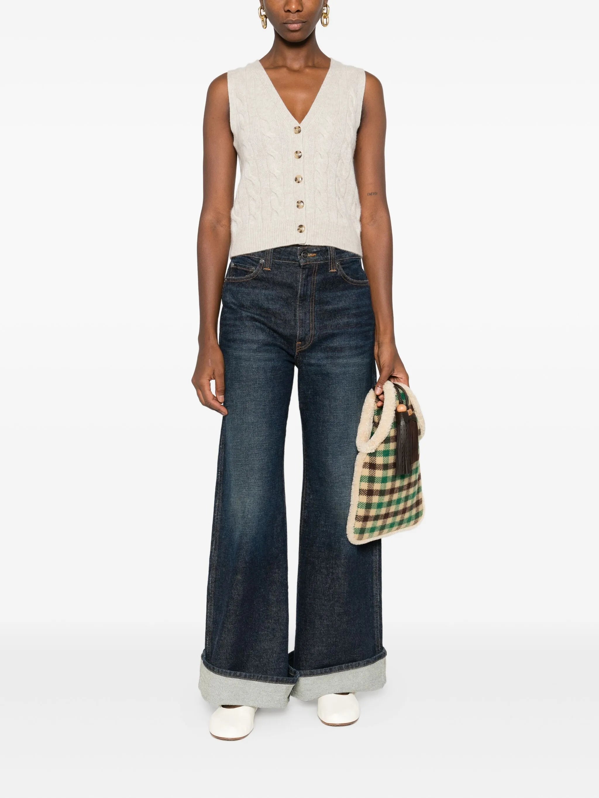 cable-knit button vest