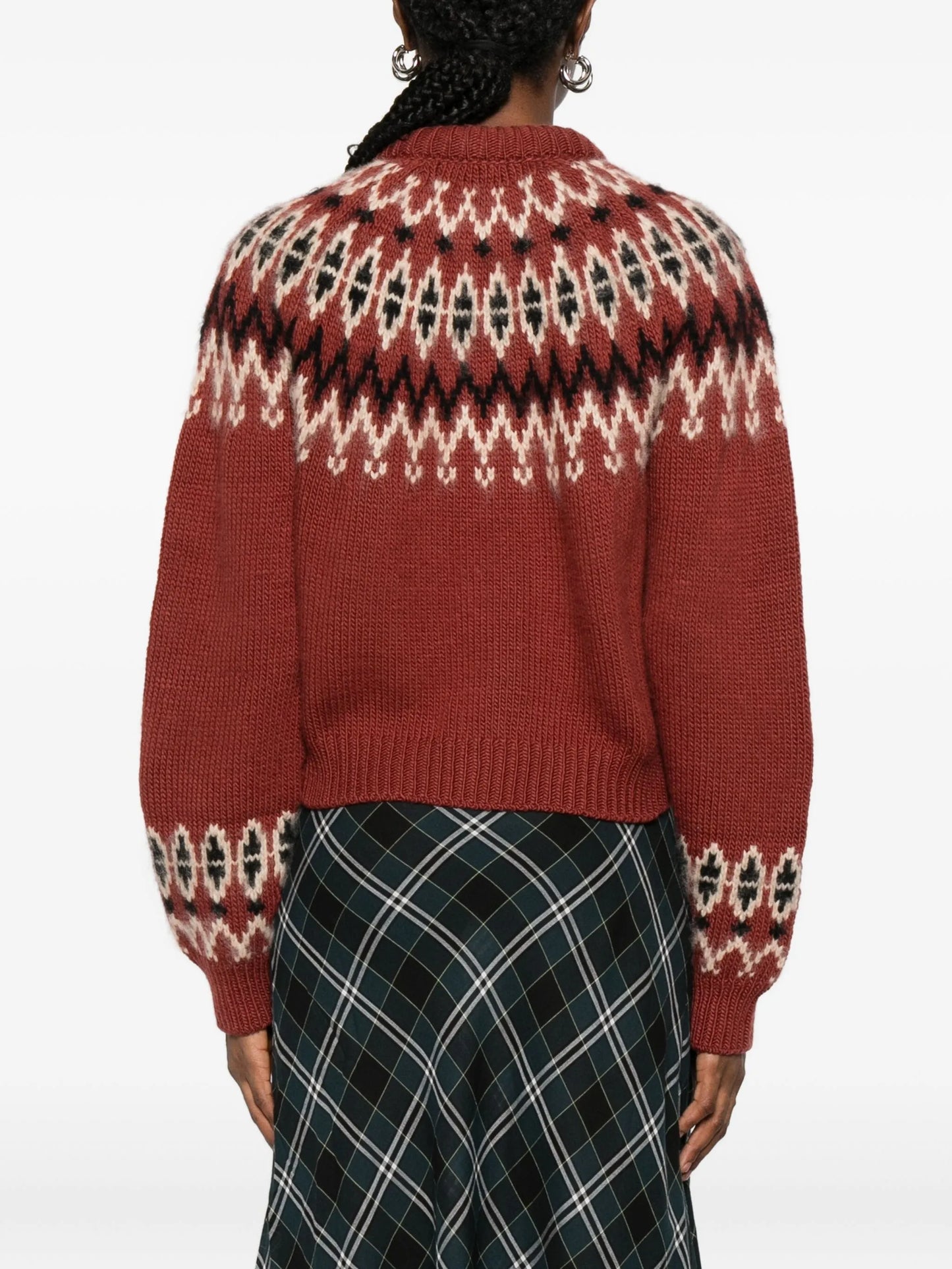 Clarke patterned-intarsia cardigan
