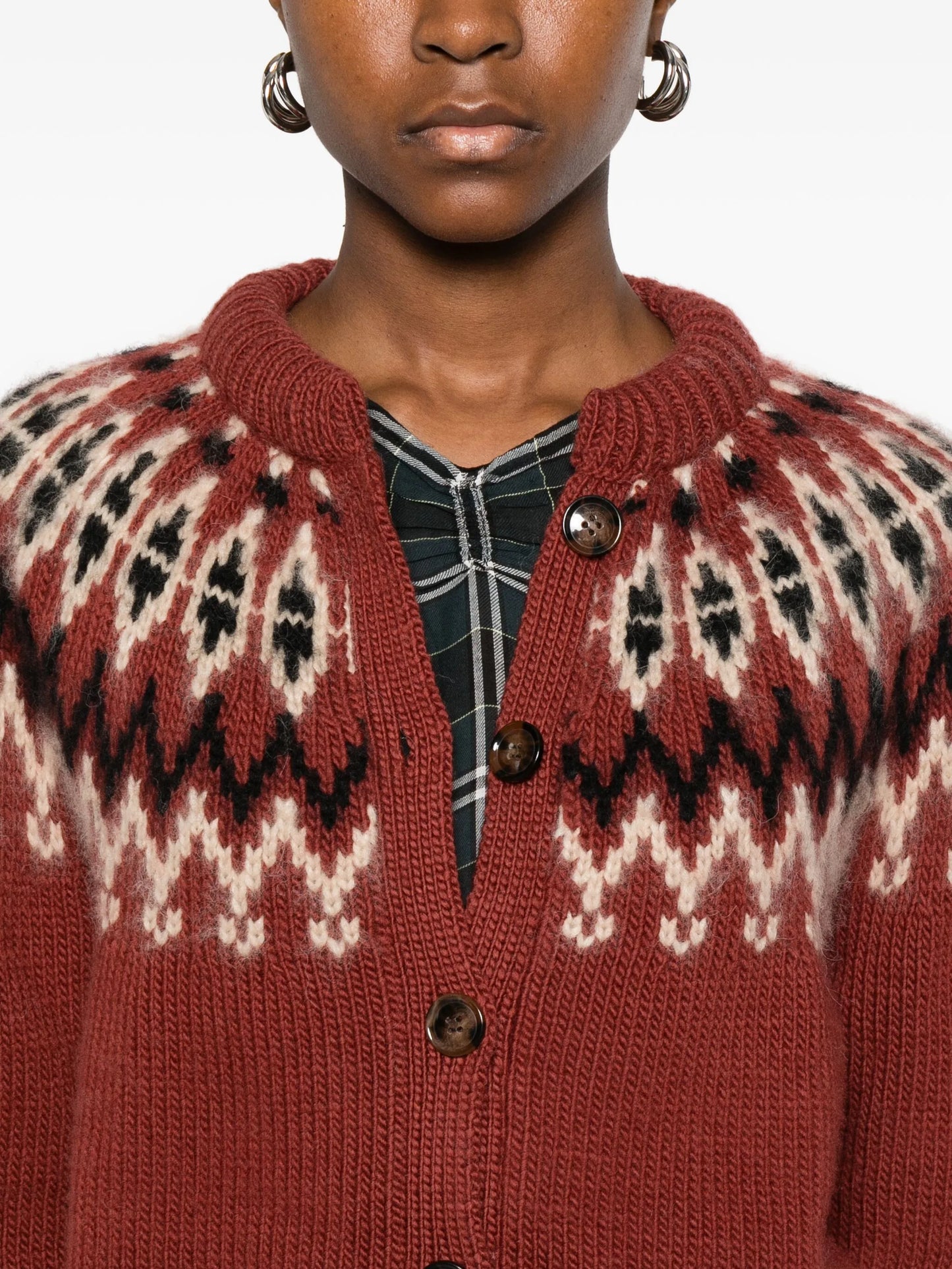 Clarke patterned-intarsia cardigan