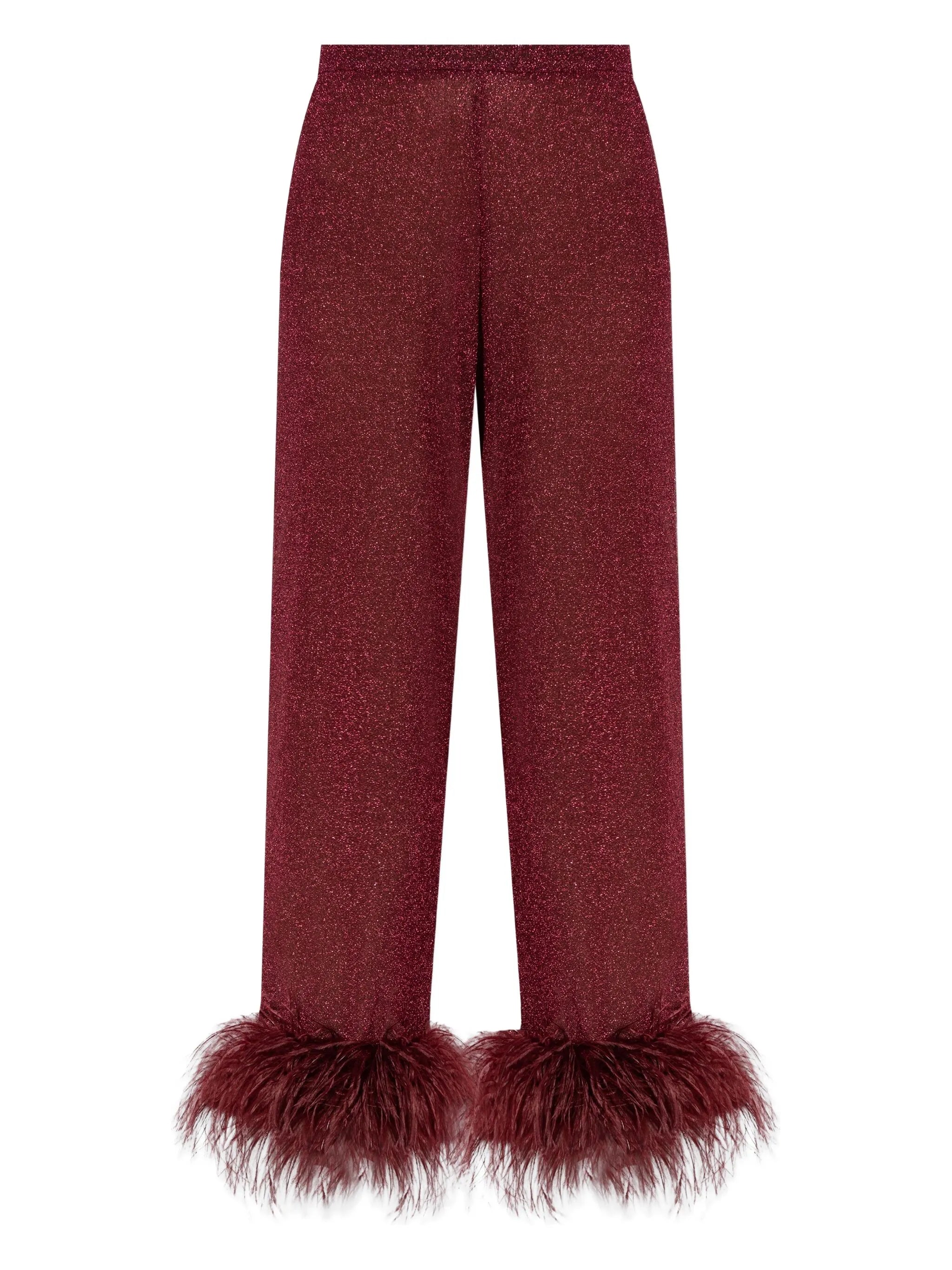 Plumage feather-trim trousers